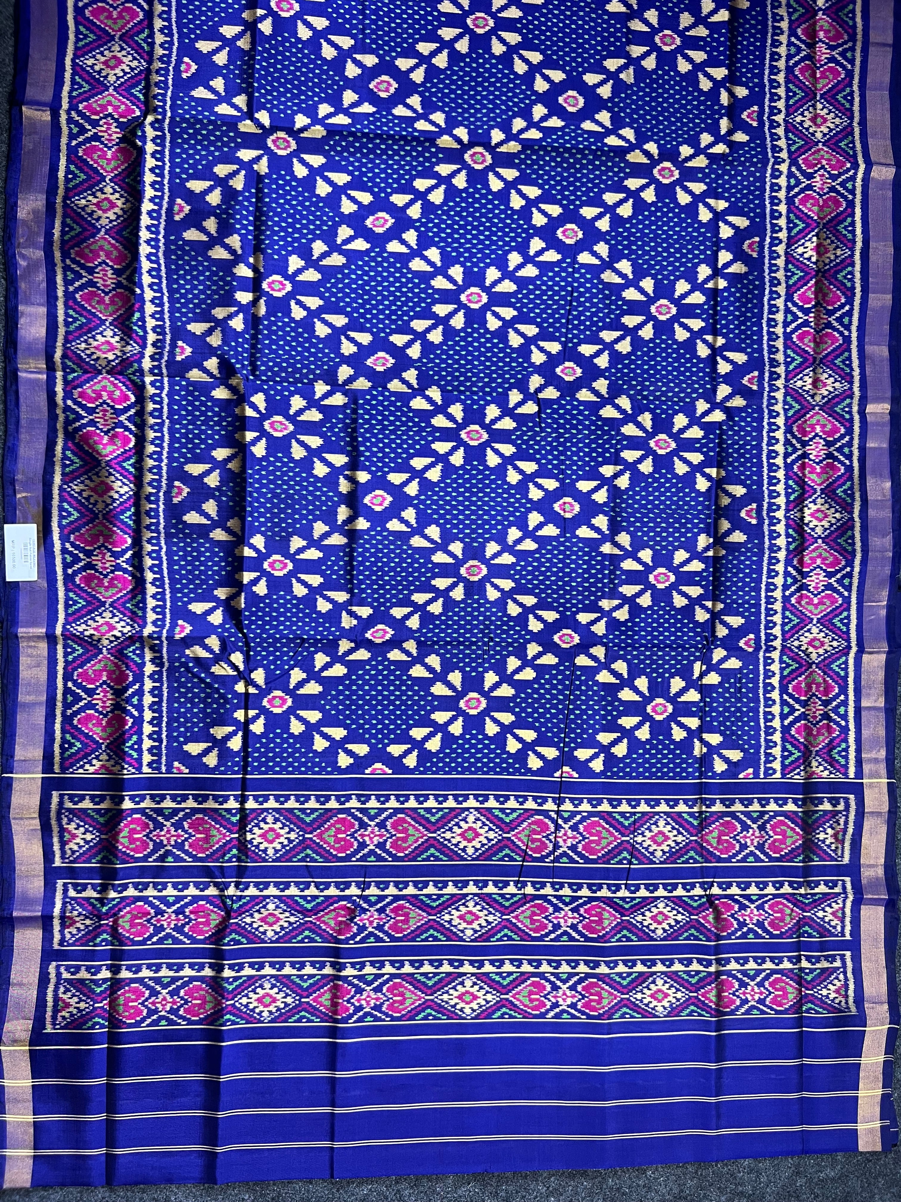 Blue Fancy Design Handwoven Patola Silk Saree
