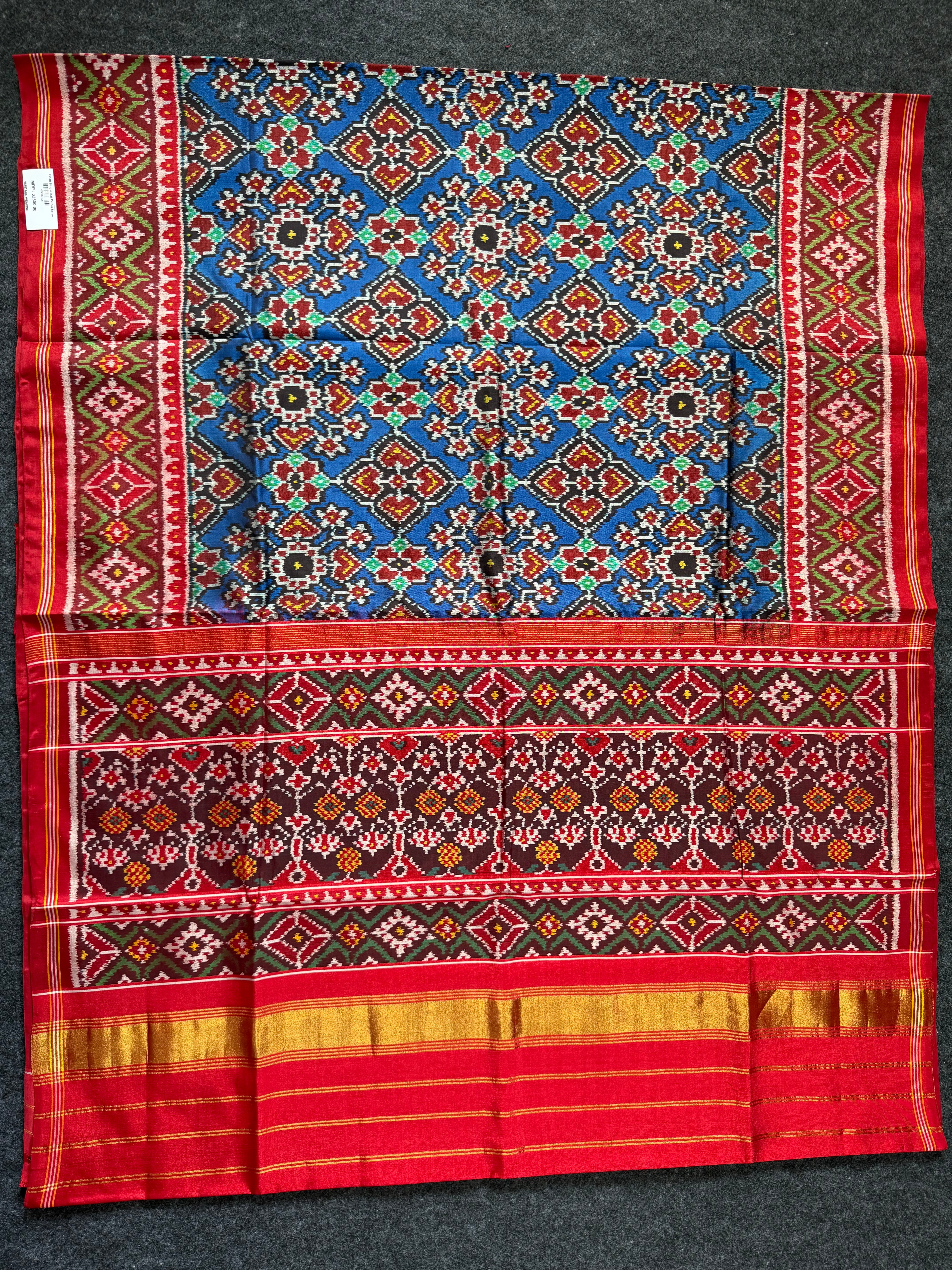 Navratna-Manekchowk Design Handwoven Patola Silk Saree Secondary image