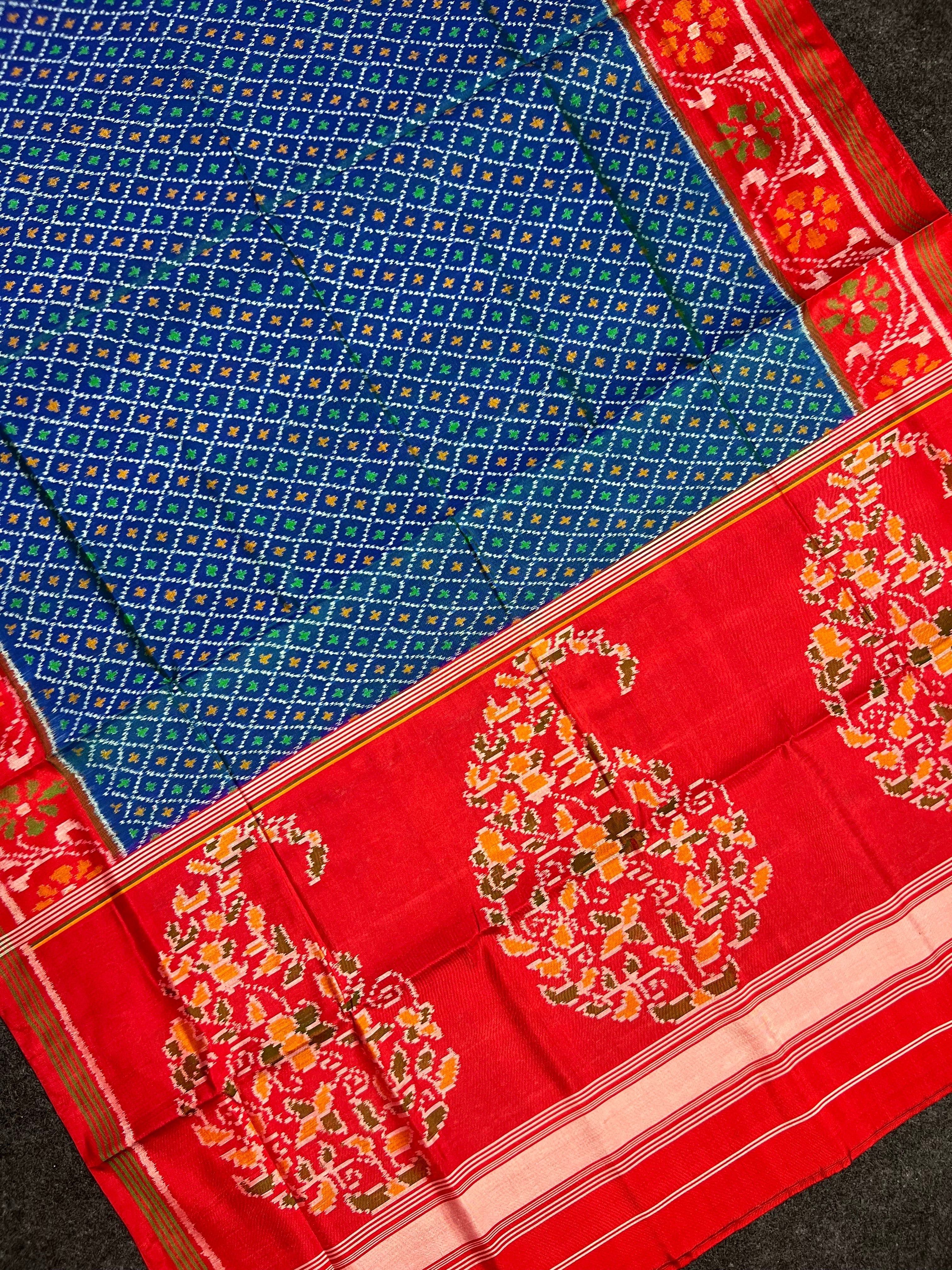 Button-Ful Traditional Design Handwoven Patola Silk Saree