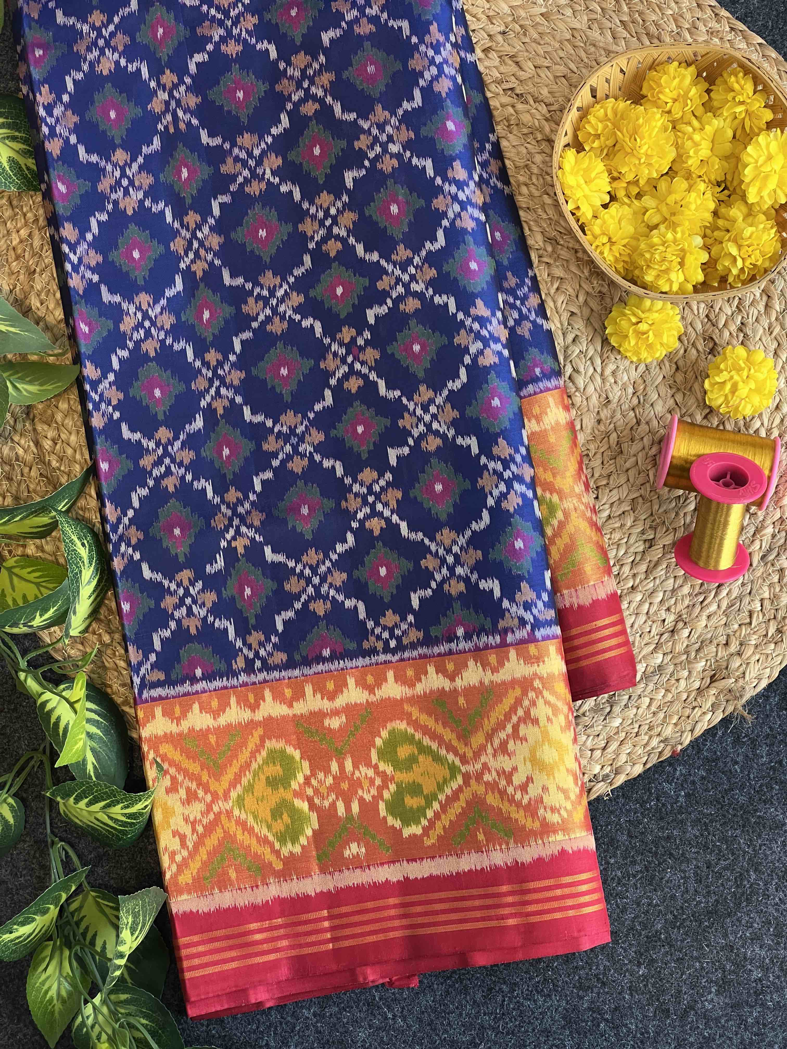 Blue Traditional Design Handwoven Patola Silk Saree Main image