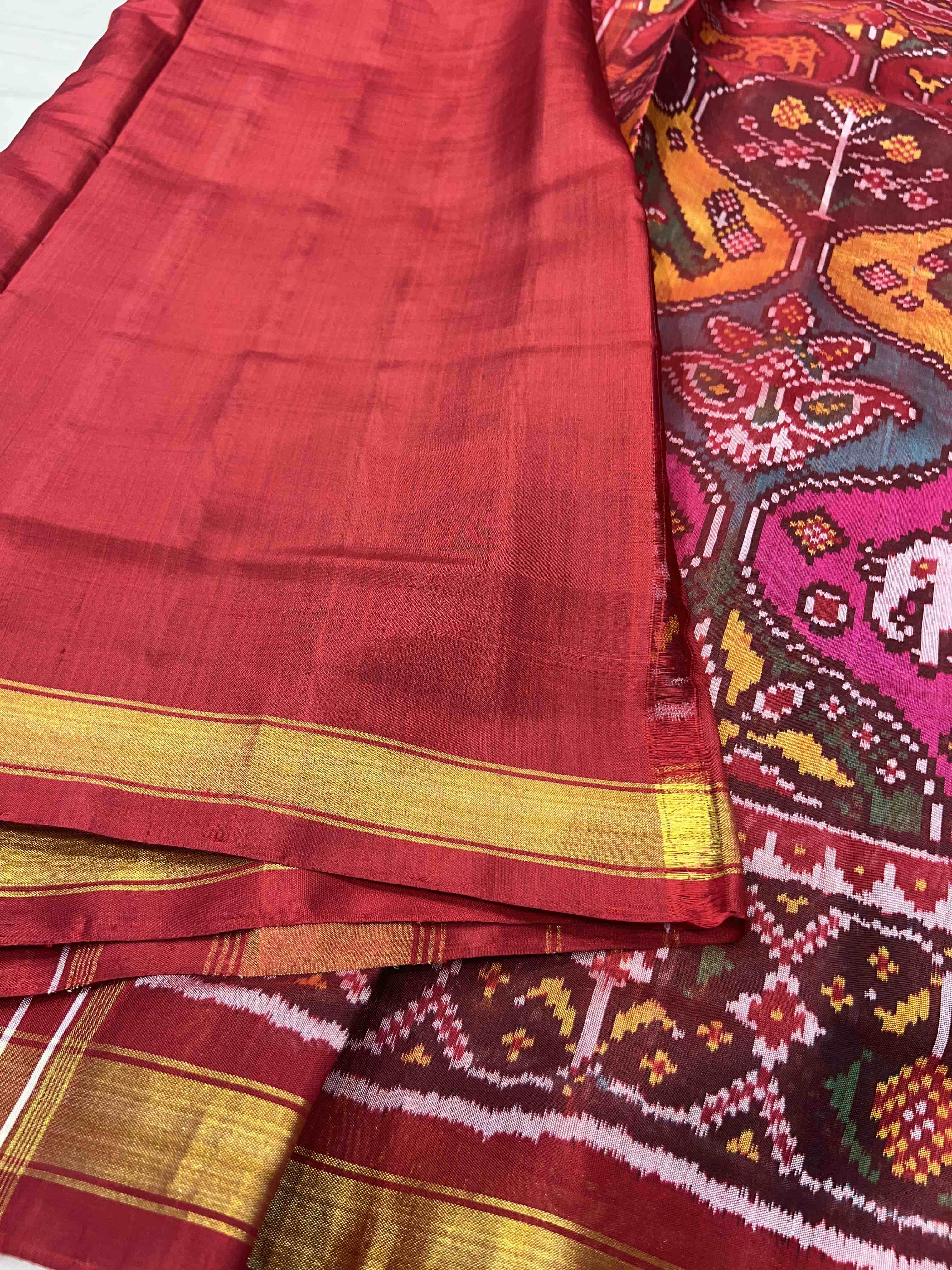 Big Motifs Traditional Design Handwoven Patola Silk Saree