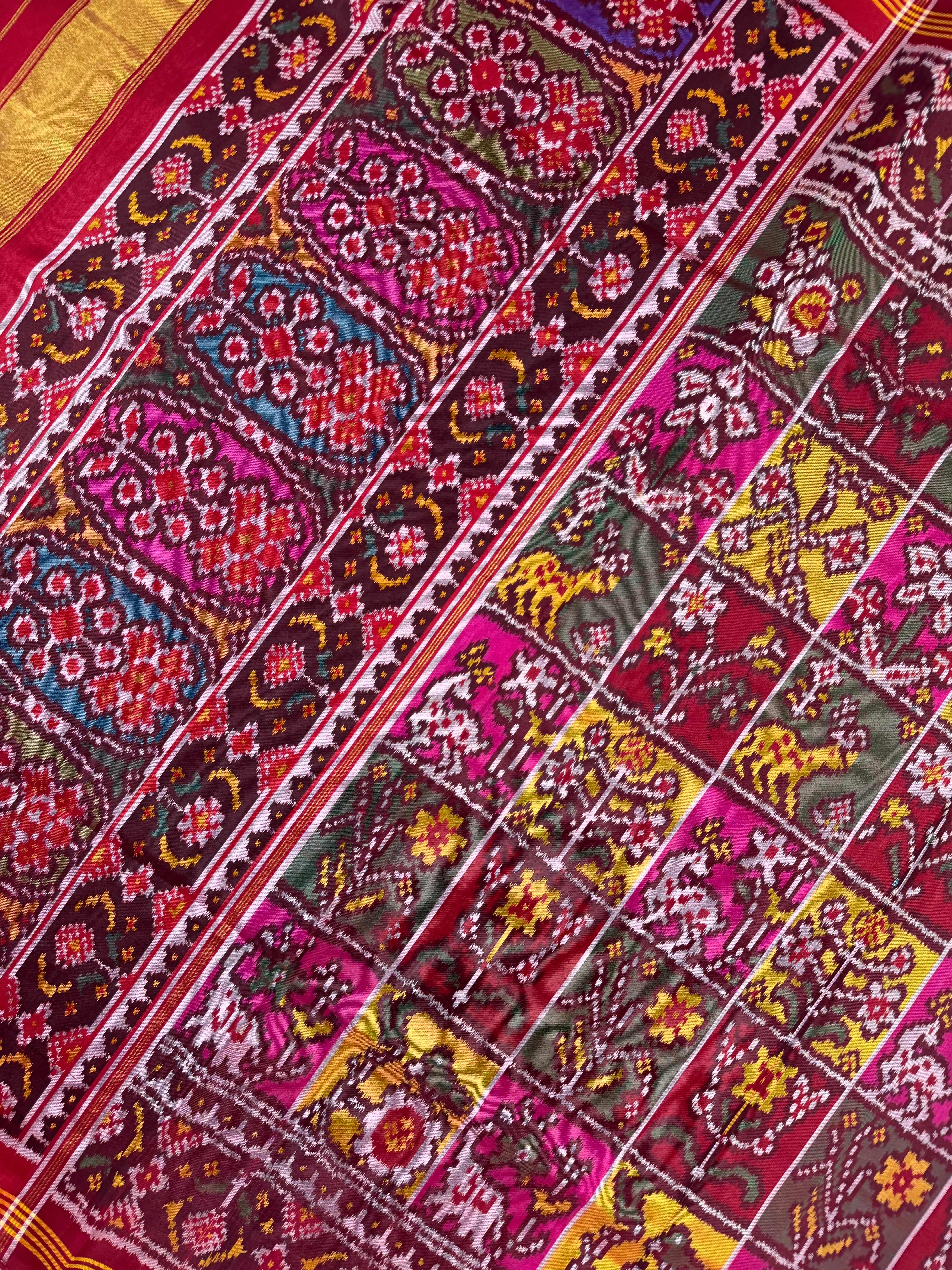 Multi Color Fancy Design Handwoven Patola Silk Saree Secondary image
