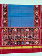 Blue Gala Border With Designer Blouse Handwoven Patola Silk Saree