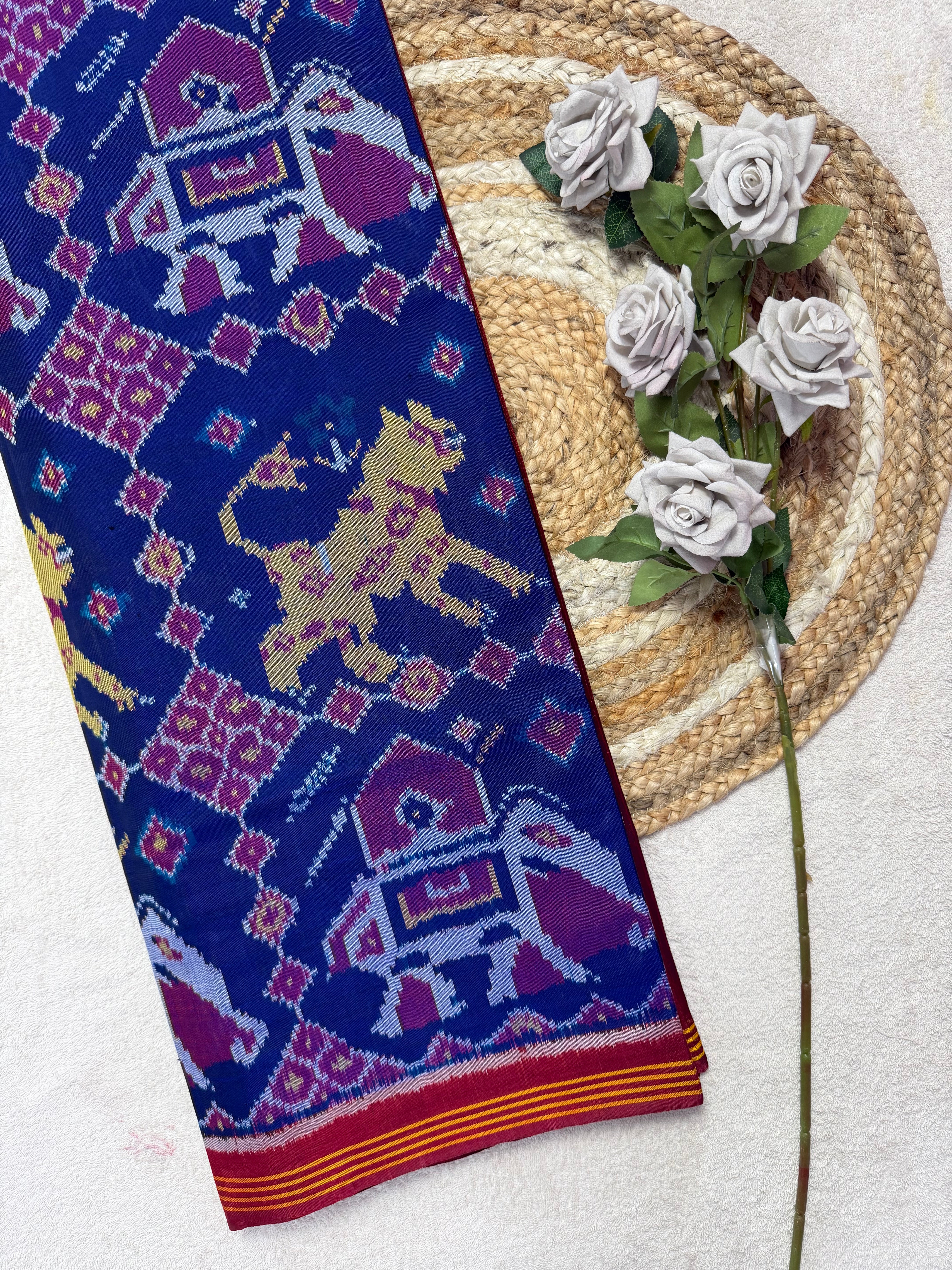 Cheetah and Elephant Handwoven Patola Silk Saree Main image