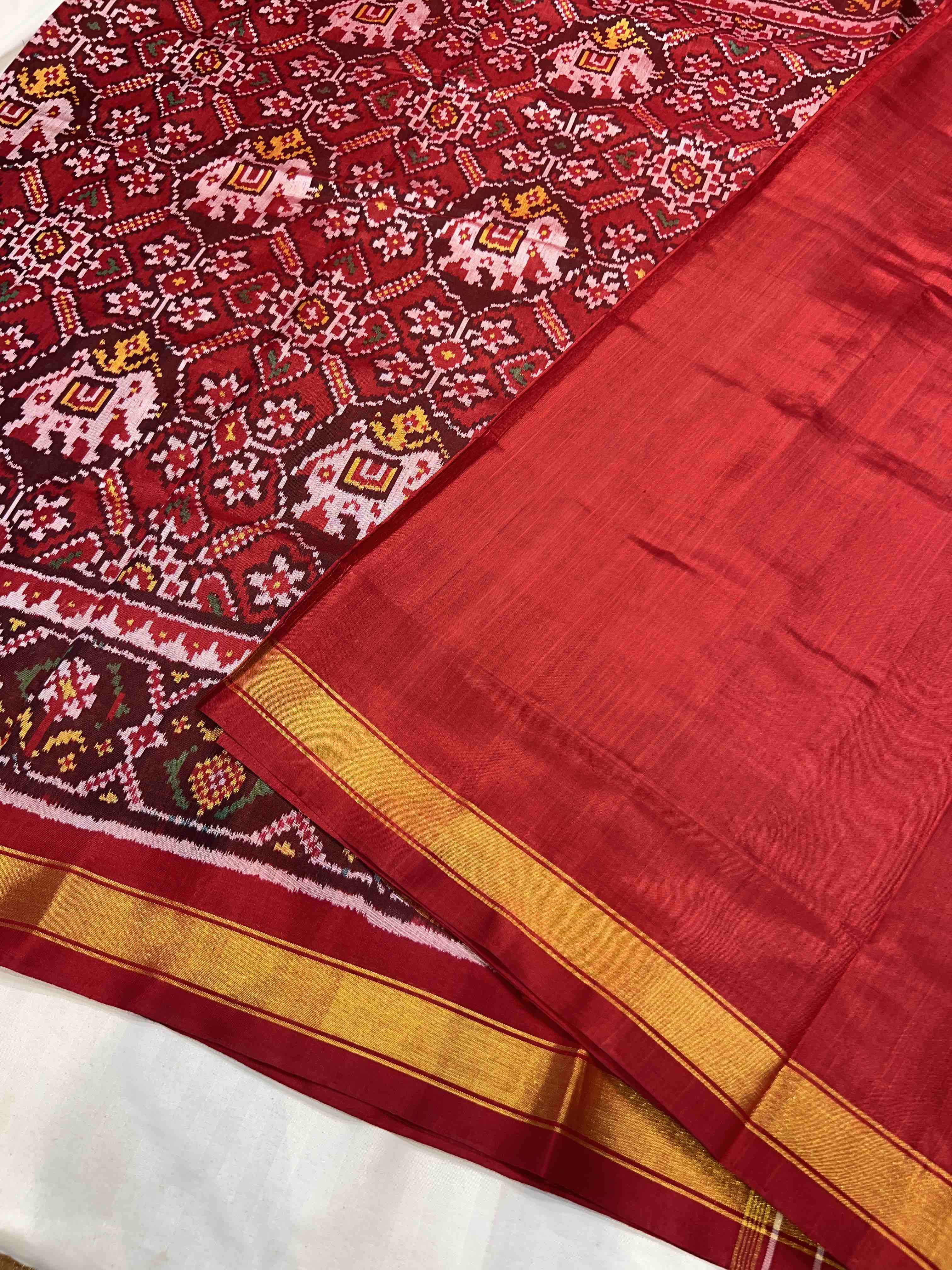 Red Color Traditional Design Handwoven Patola Silk Saree