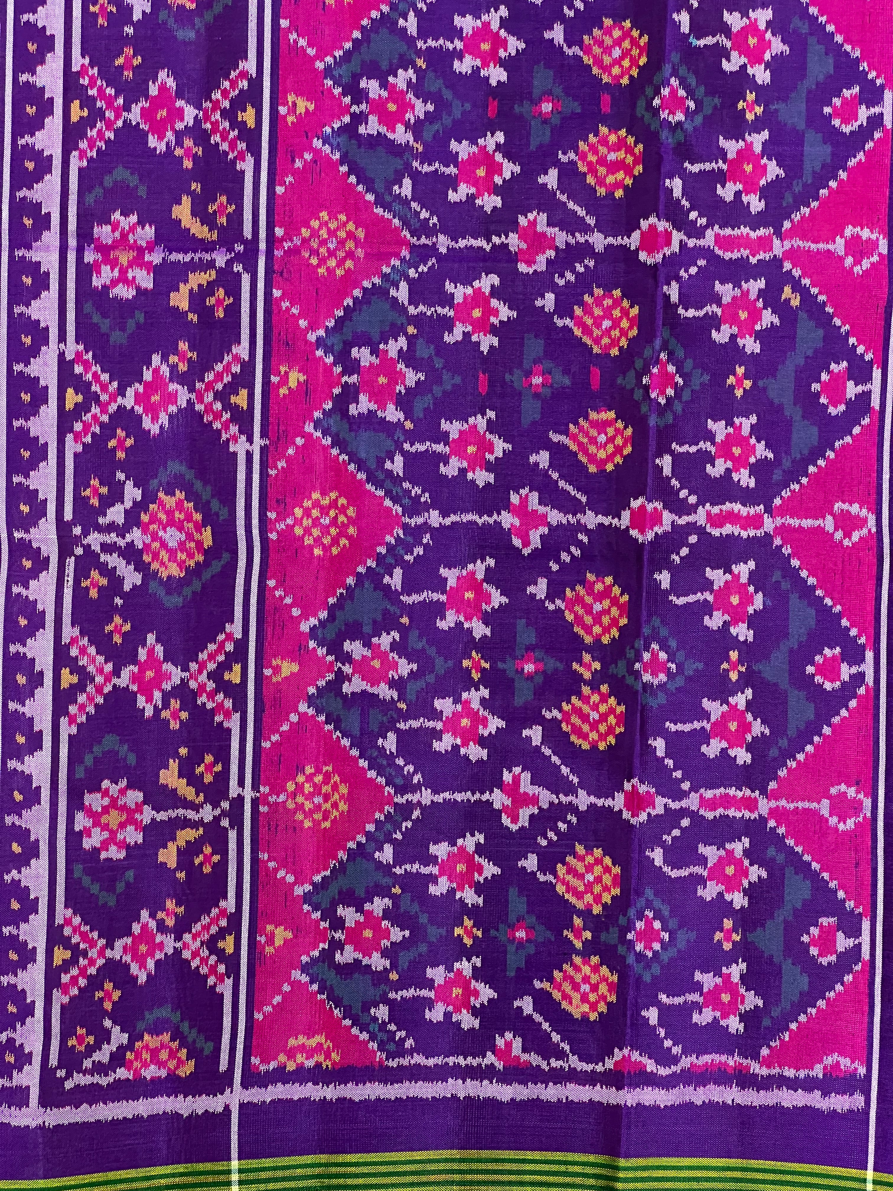 Six Motifs Design Handwoven Patola Silk Saree