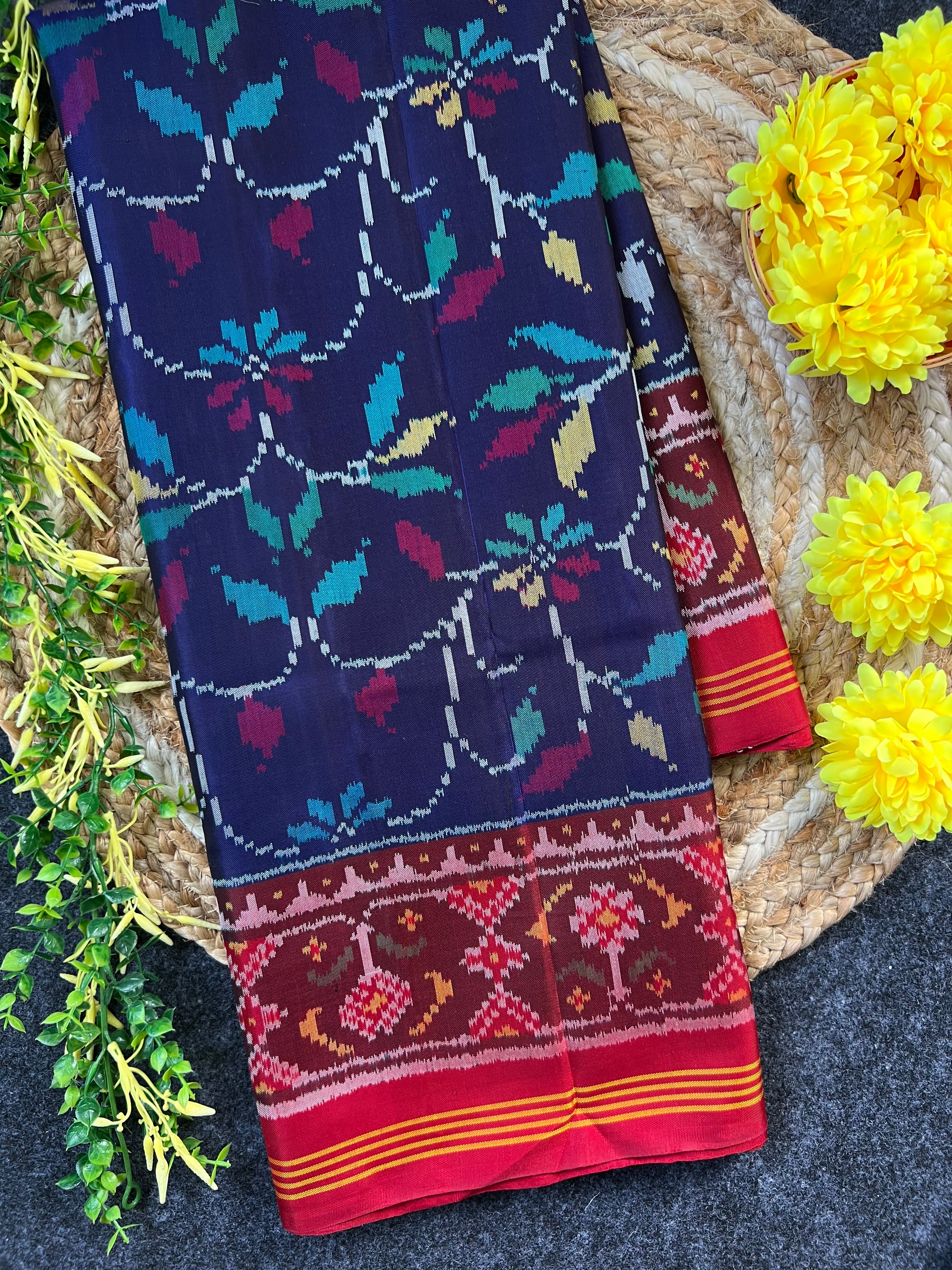 Blue Fancy Design Handwoven Patola Silk Saree Main image