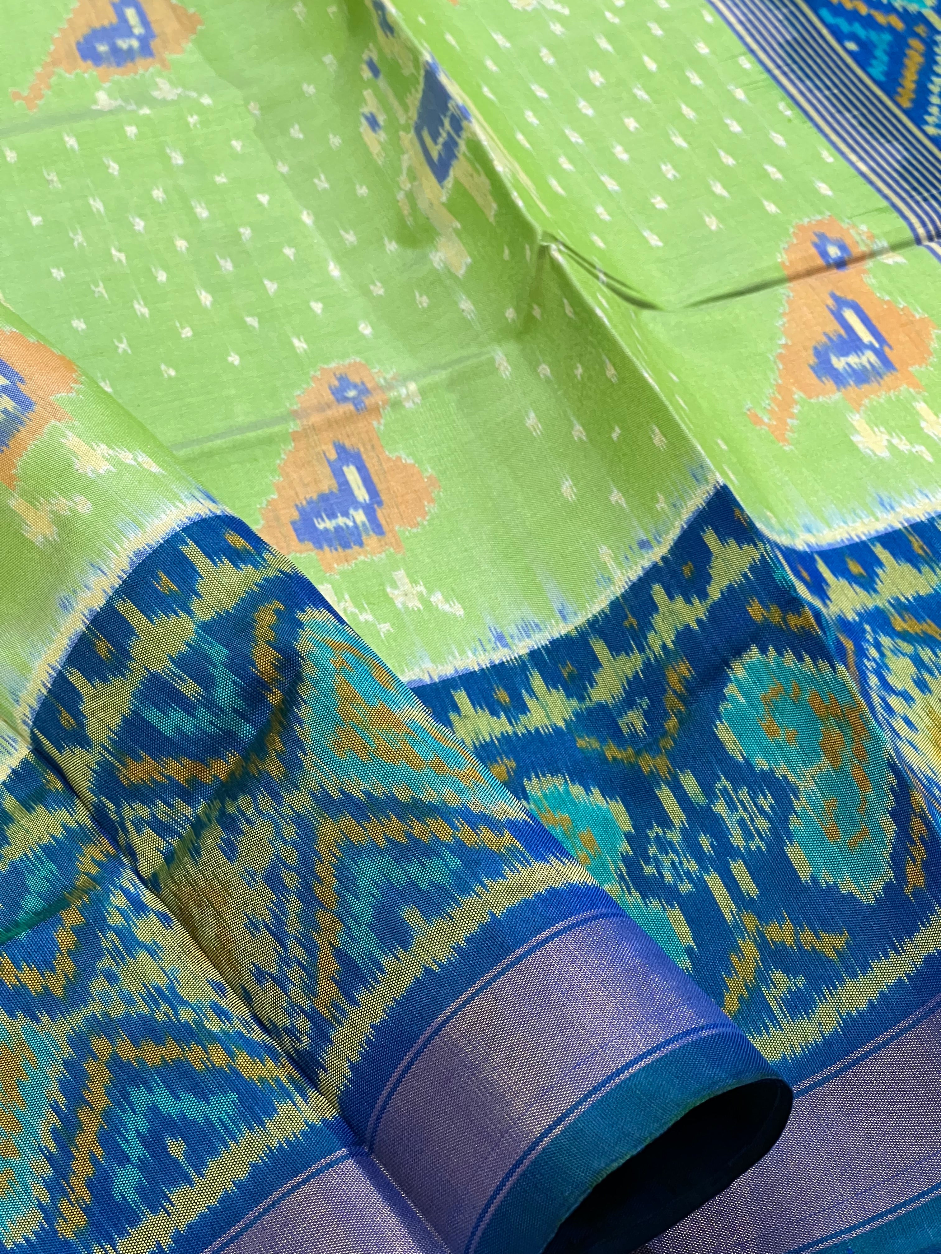 Elephant-Parrot Design Handwoven Patola Silk Saree