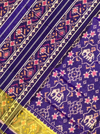 Dark Purple Fusion Design Handwoven Patola Silk Saree