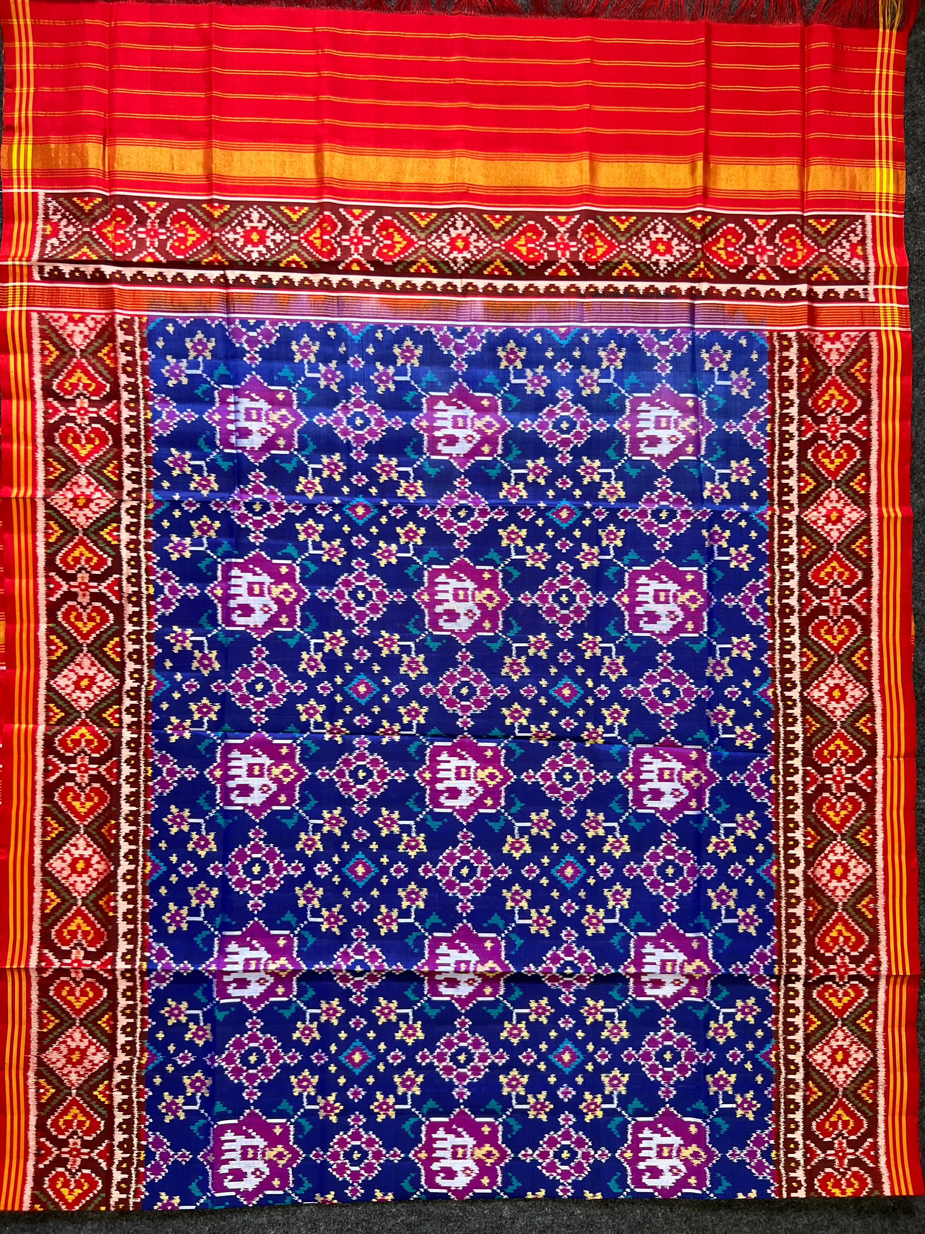 Blue Fusion design Handwoven Patola Dupatta