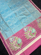 Sky Blue With Exclusive Pallu Design Handwoven Patola Silk Saree