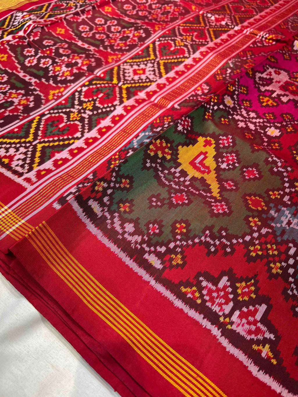 Multicolor With Motifs Handwoven Patola Silk Saree