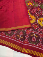 Three Motifs With Three Color Handwoven Patola Silk Saree