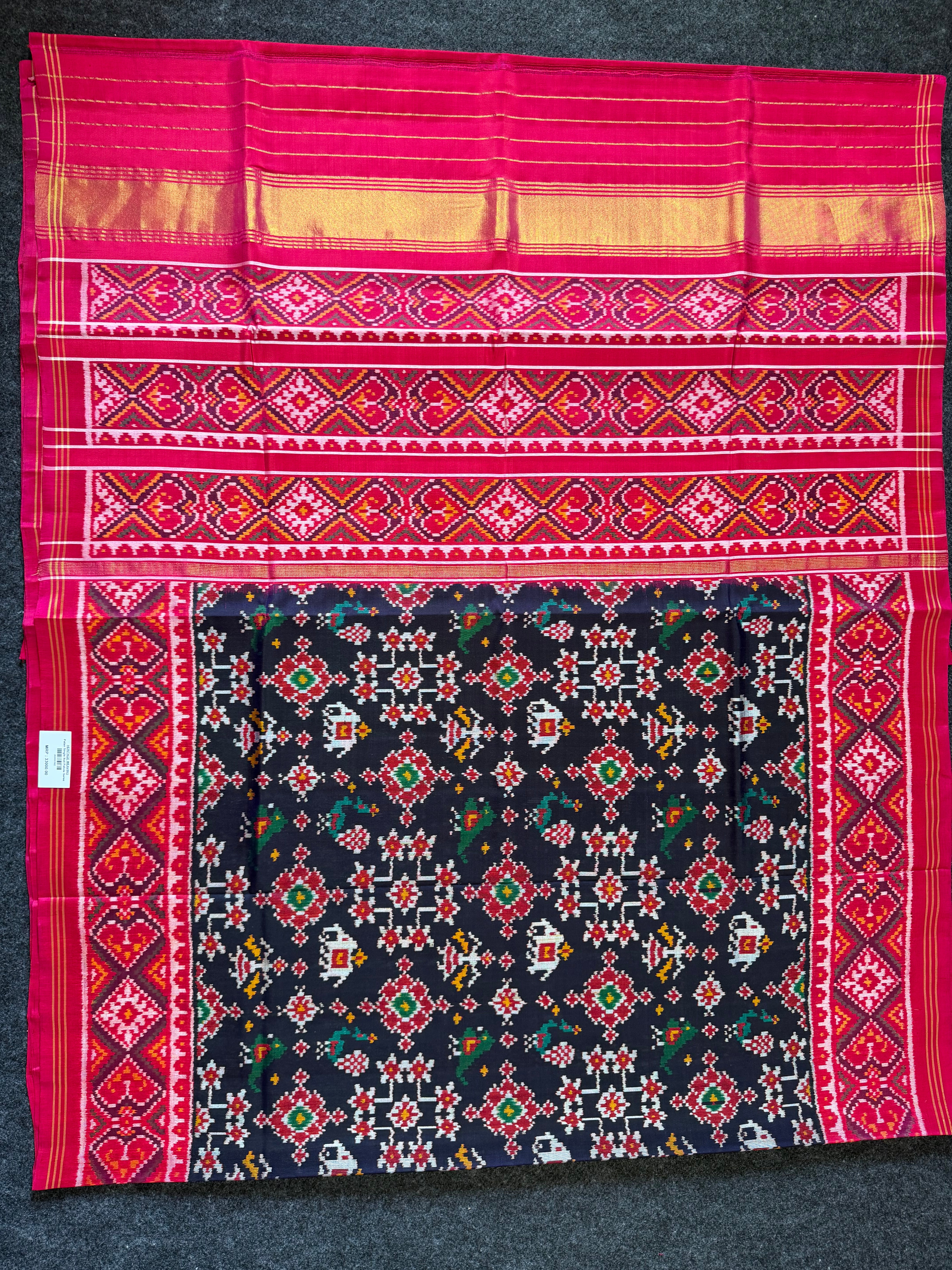 Motif With Flower Design Handwoven Patola Silk Saree Secondary image