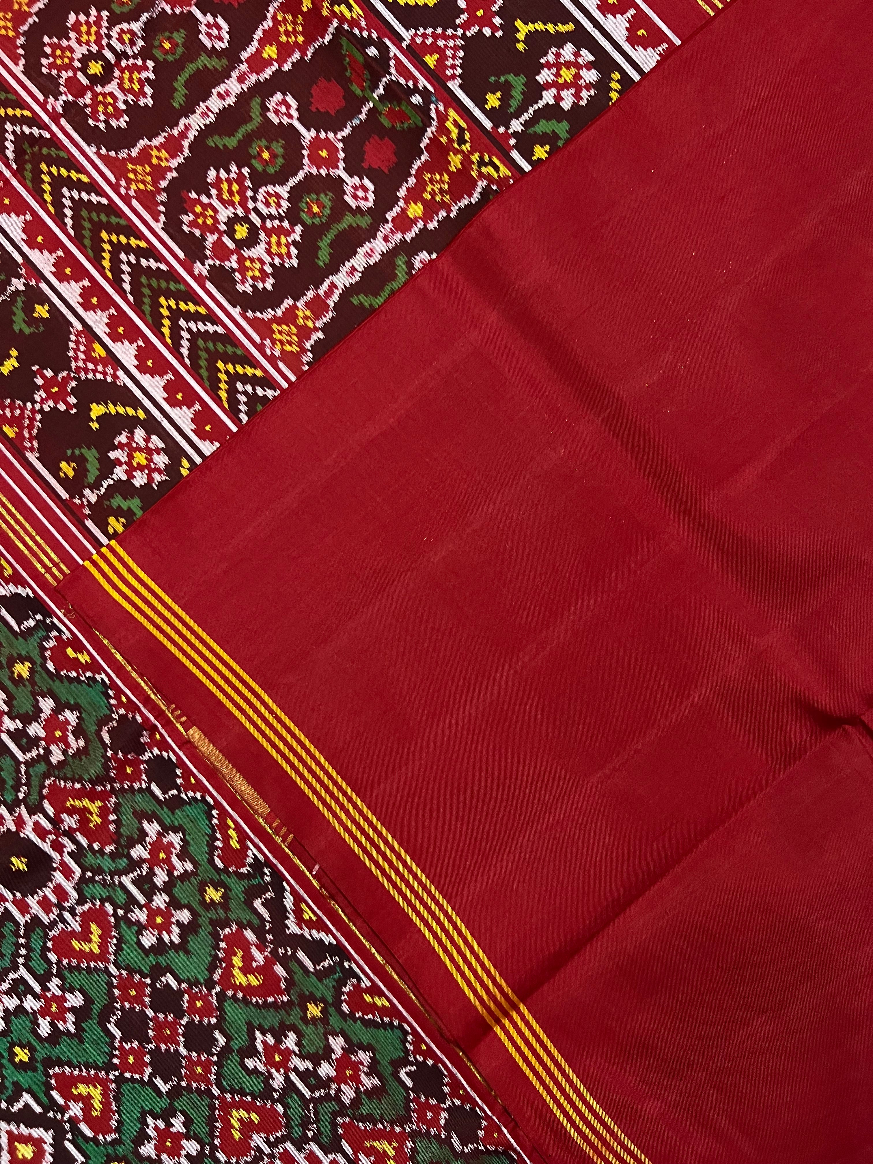 Navratna-Manekchowk Design Handwoven Patola Silk Saree