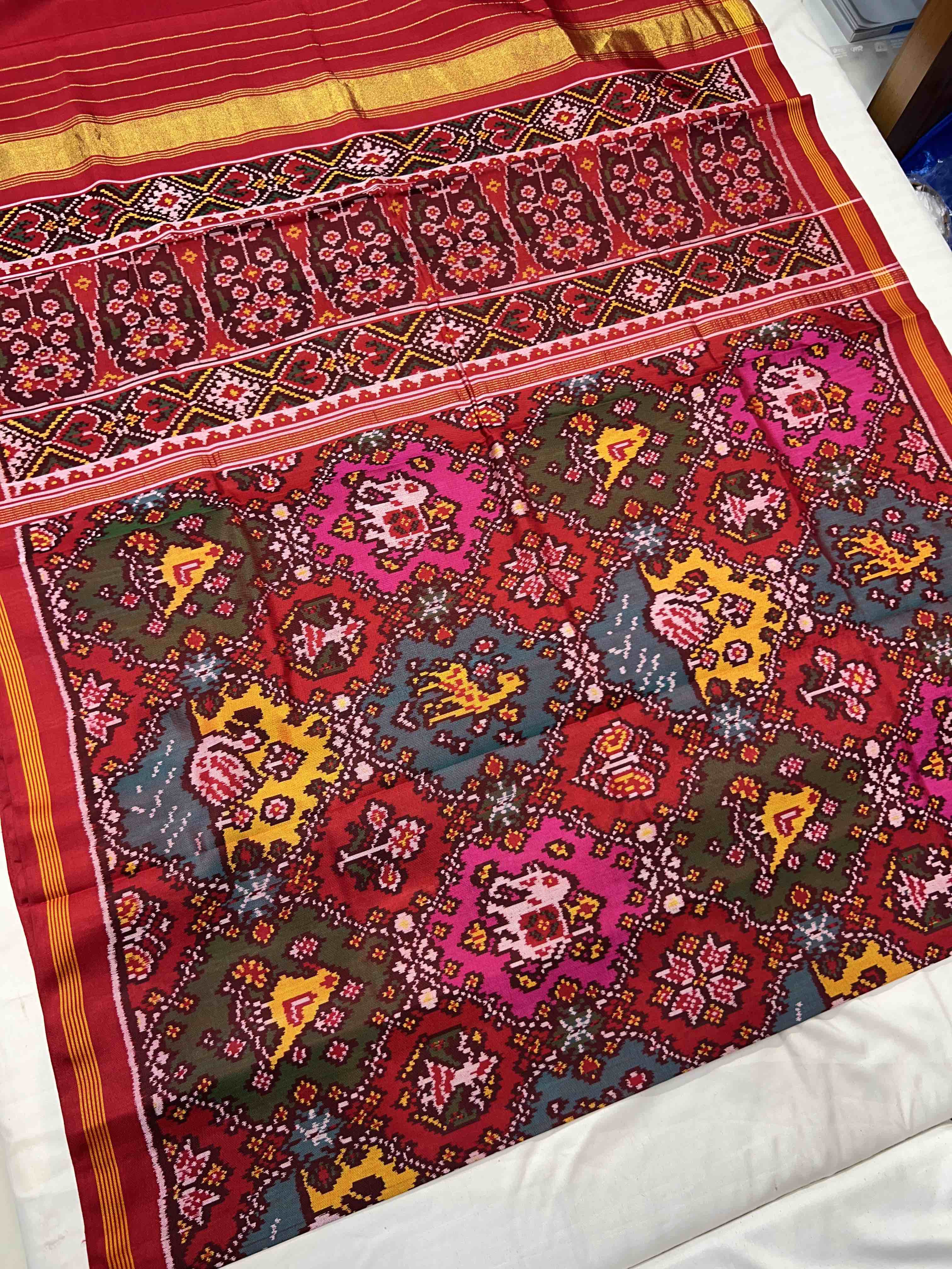 Multicolor With Motifs Handwoven Patola Silk Saree