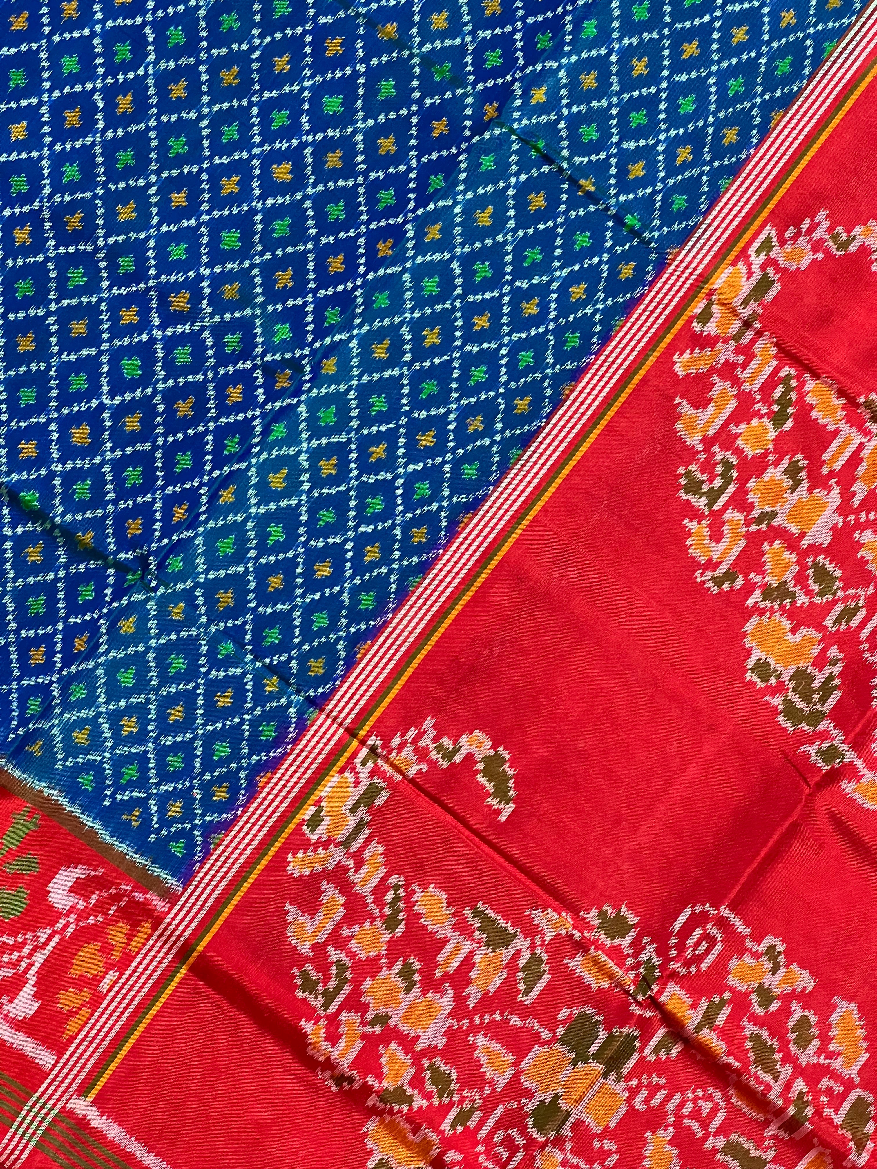 Button-Ful Traditional Design Handwoven Patola Silk Saree