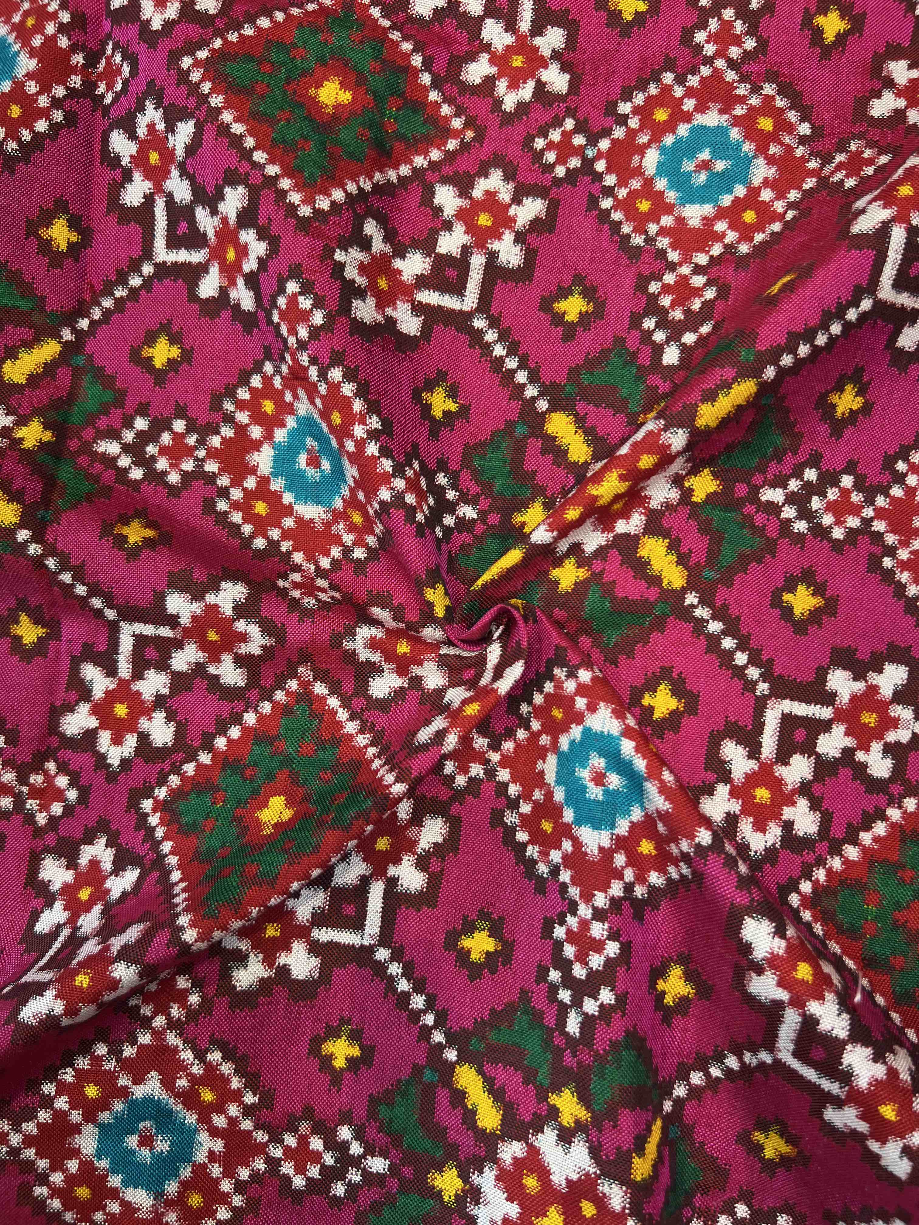 Pink Navratna Handwoven Double Ikat Patola Silk Saree