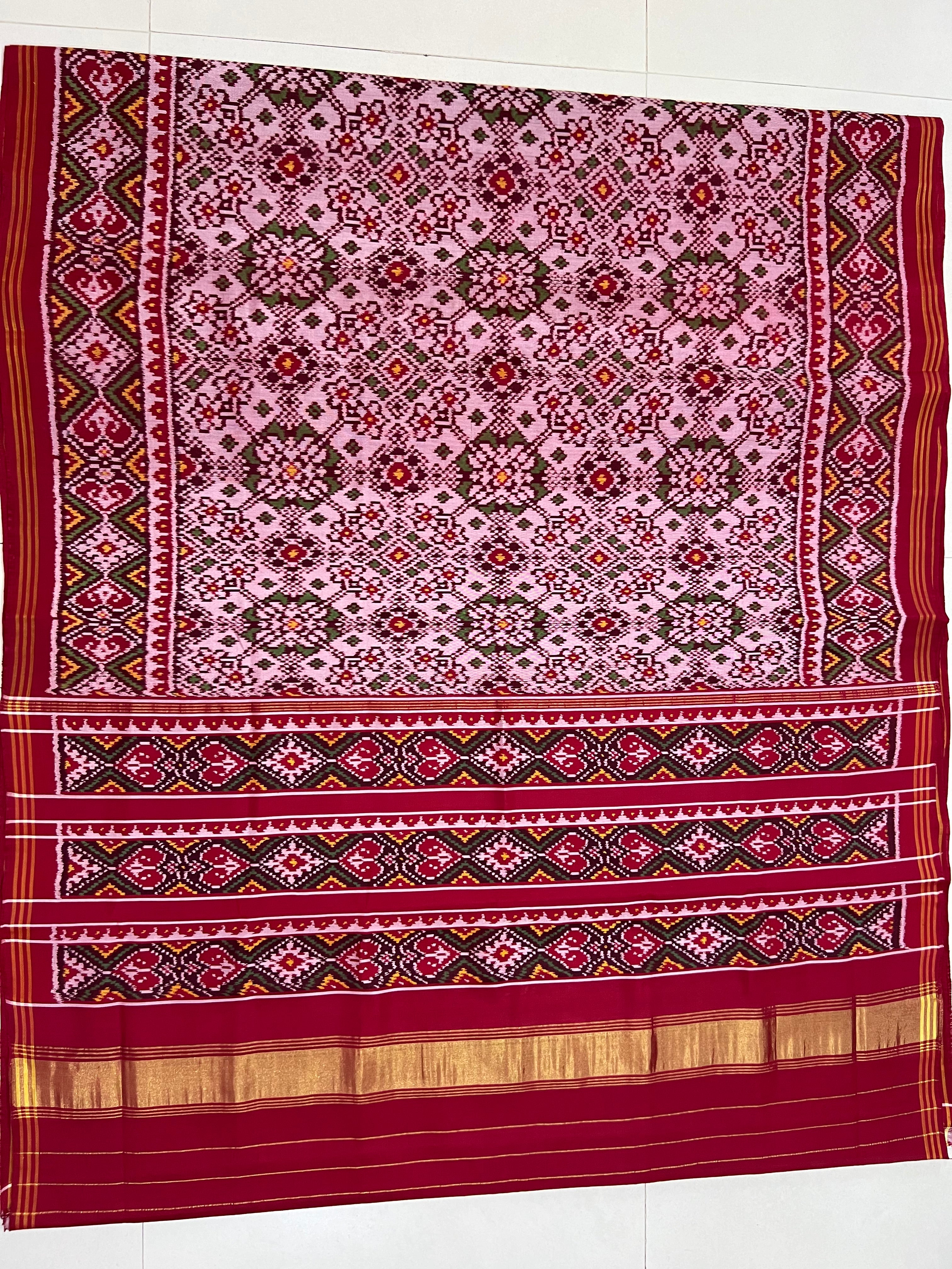 White Navratna Traditional Design Handwoven Patola Silk Saree