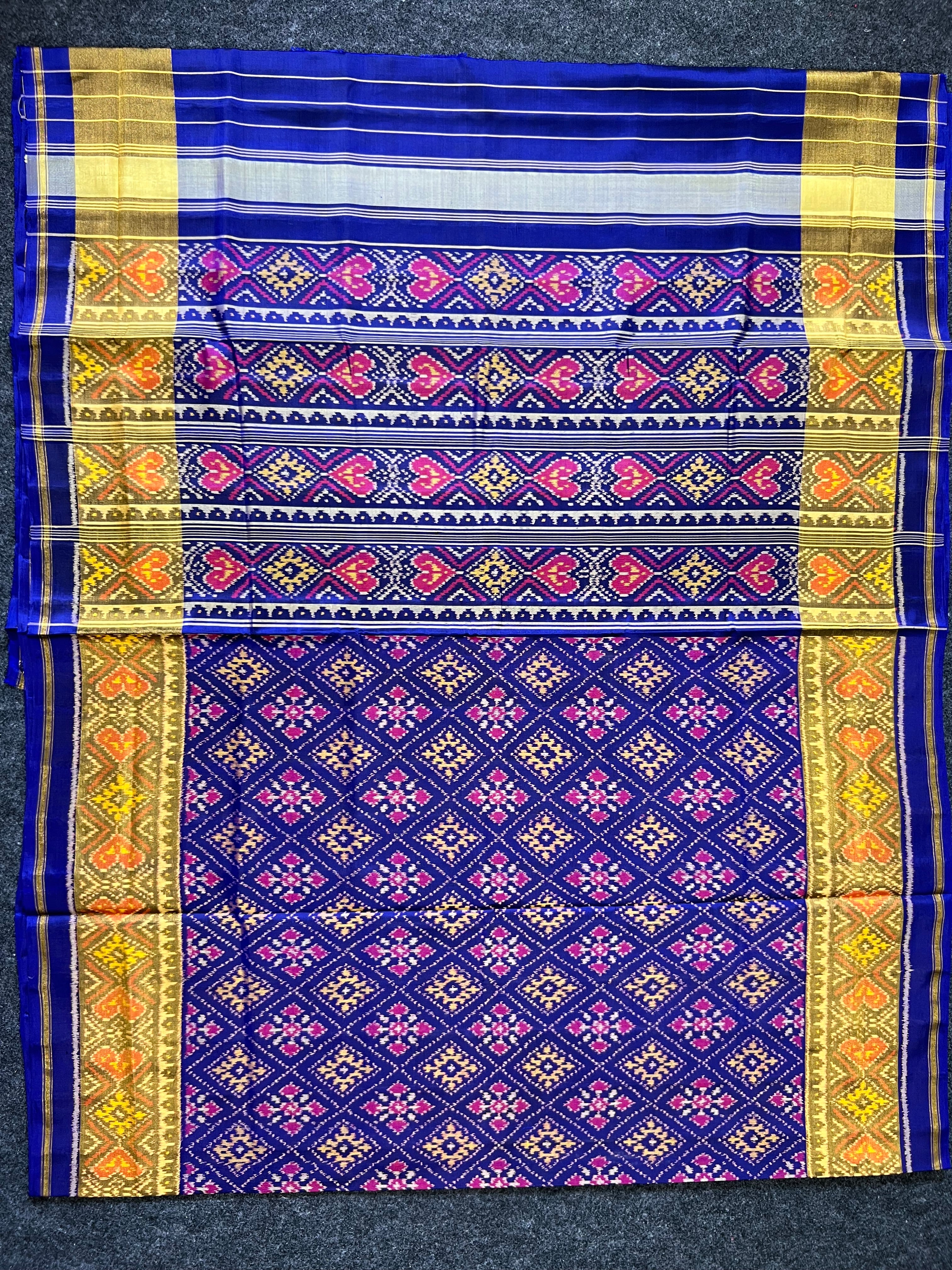 Blue Manekchowk Traditional Design Handwoven Patola Silk Saree