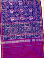 Blue Fusion Design Handwoven Patola Silk Saree