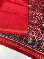 Red Navratna Traditional Design Handwoven Patola Silk Saree