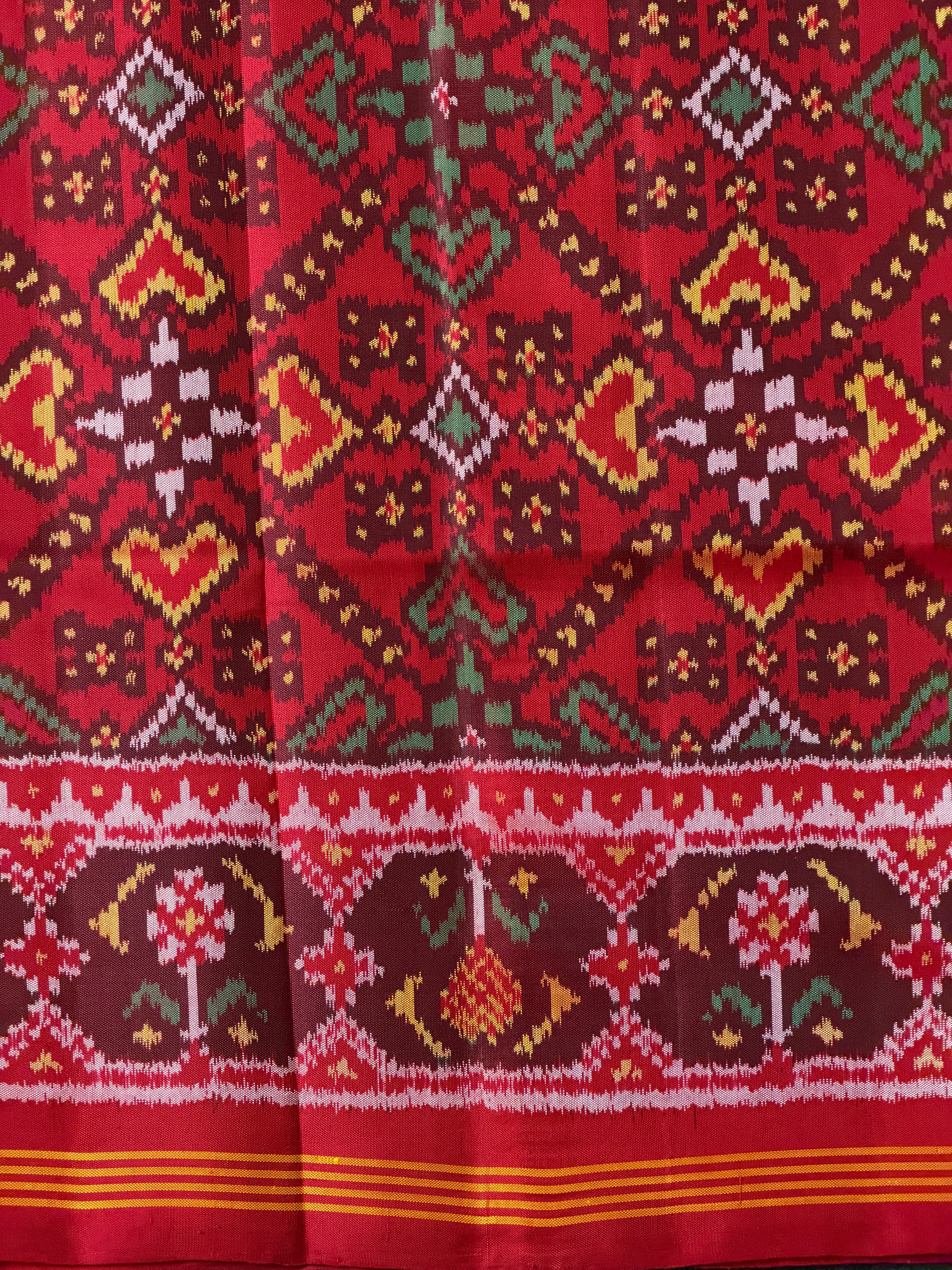 Red Color Traditional Design Handwoven Patola Silk Saree