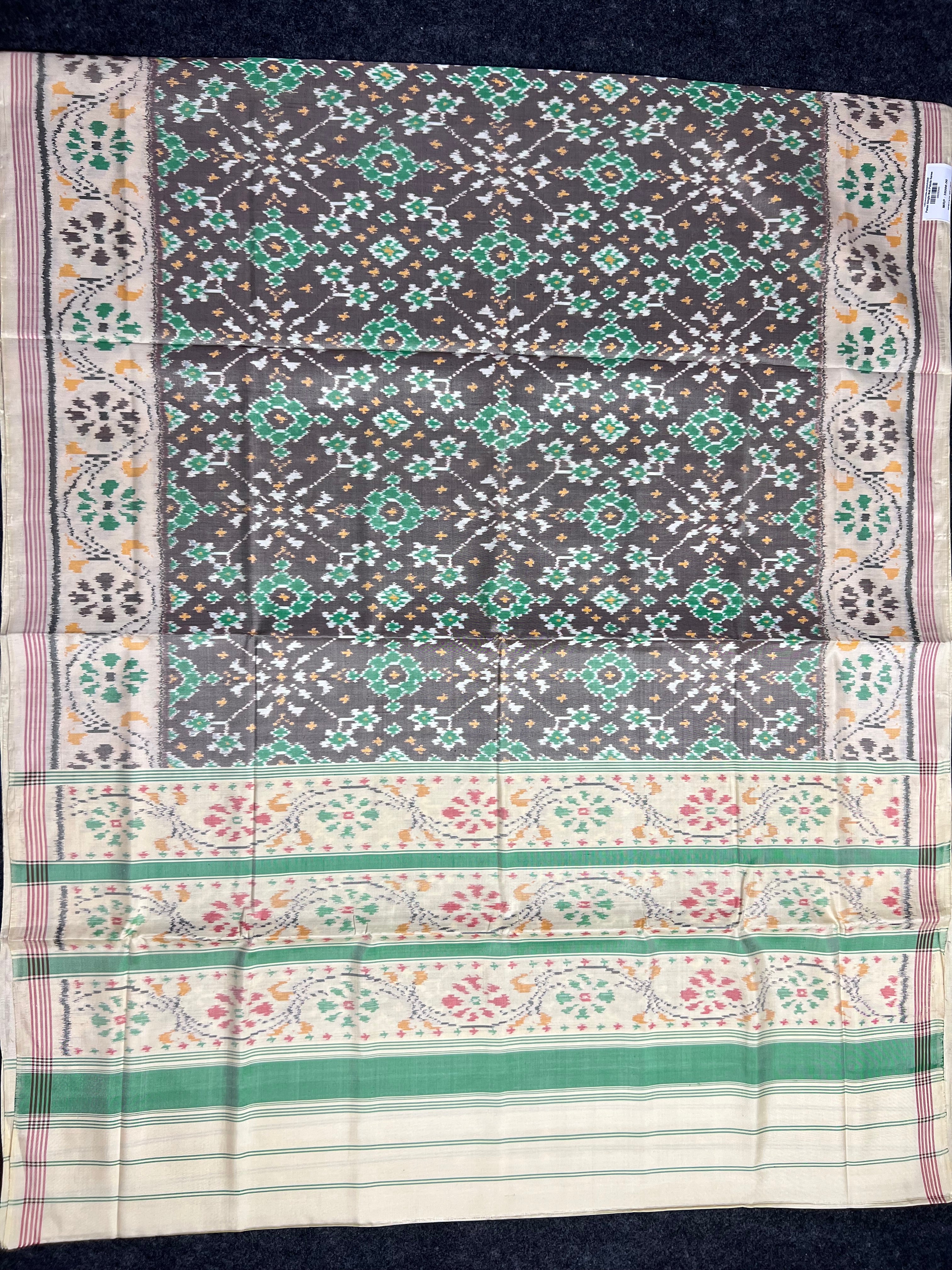 Light Brown Navratna Traditional Design Handwoven Patola Silk Saree