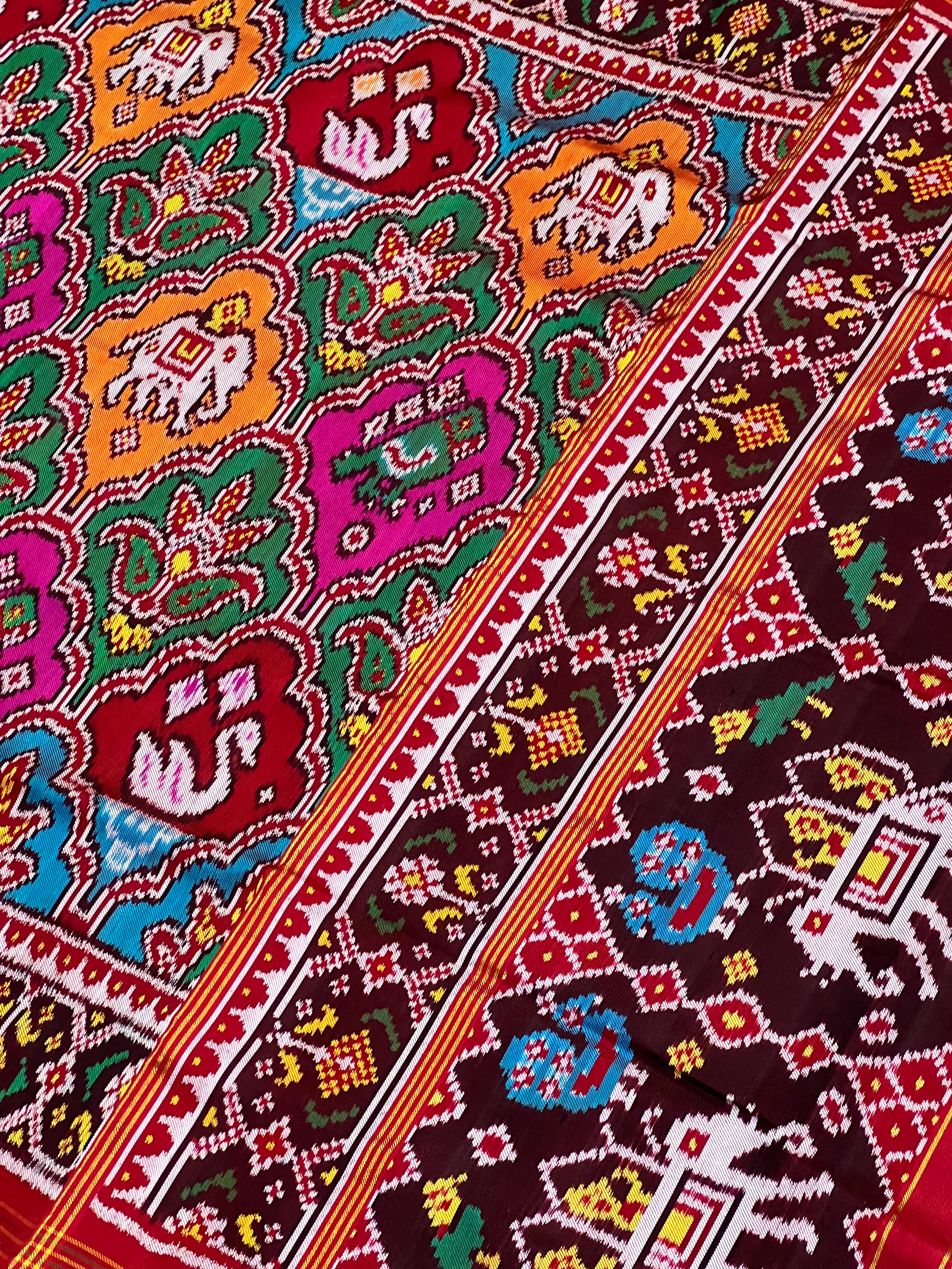 Twill Weaving Handwoven Patola Silk Saree