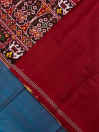 Blue Gala Border With Designer Blouse Handwoven Patola Silk Saree