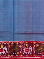 Blue Gala Border With Designer Blouse Handwoven Patola Silk Saree