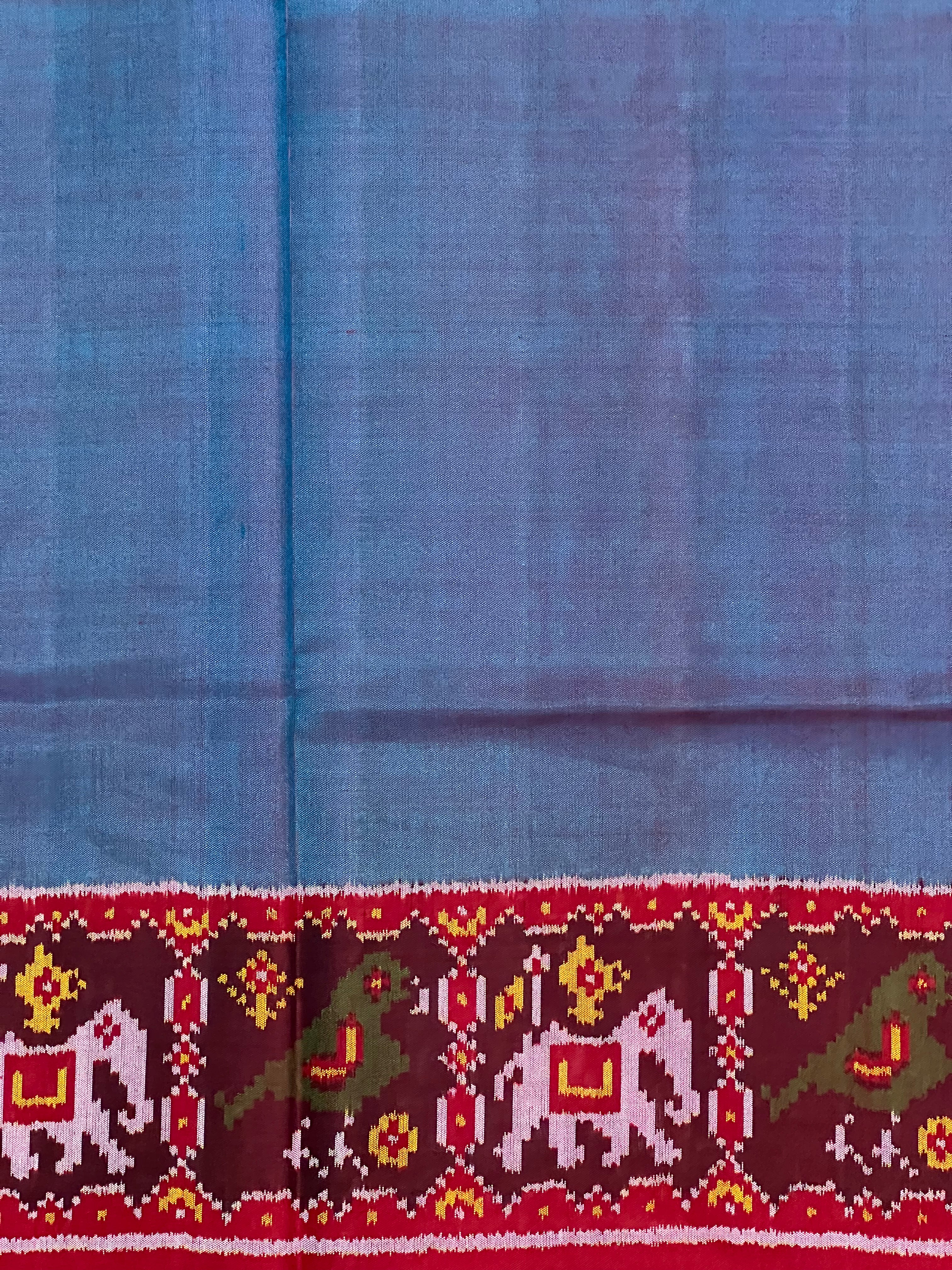 Blue Gala Border With Designer Blouse Handwoven Patola Silk Saree