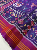 Purple color Motif Design Handwoven Patola Silk Saree