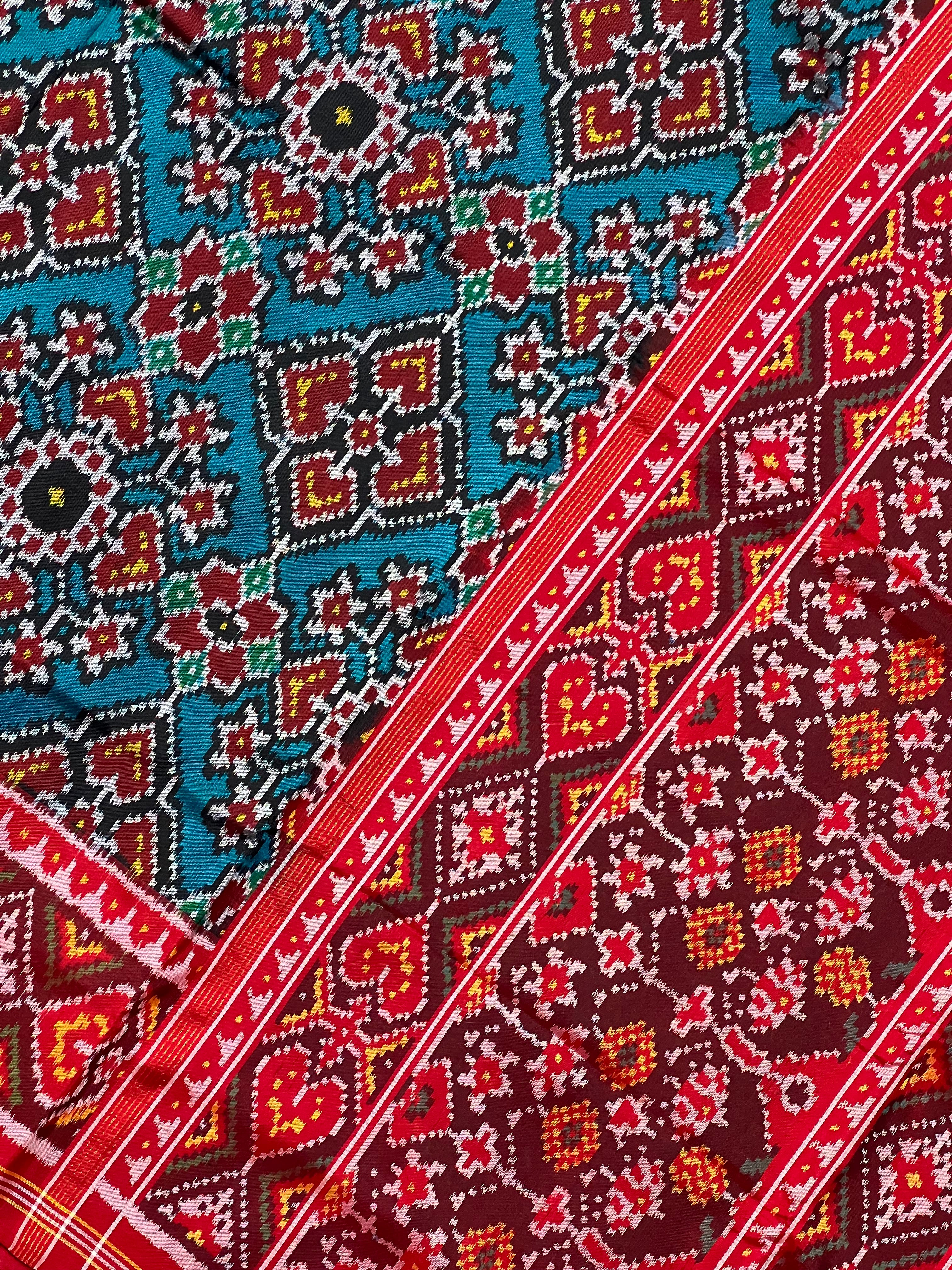 Navratna-Manekchowk Traditional Design Handwoven Patola Silk Saree