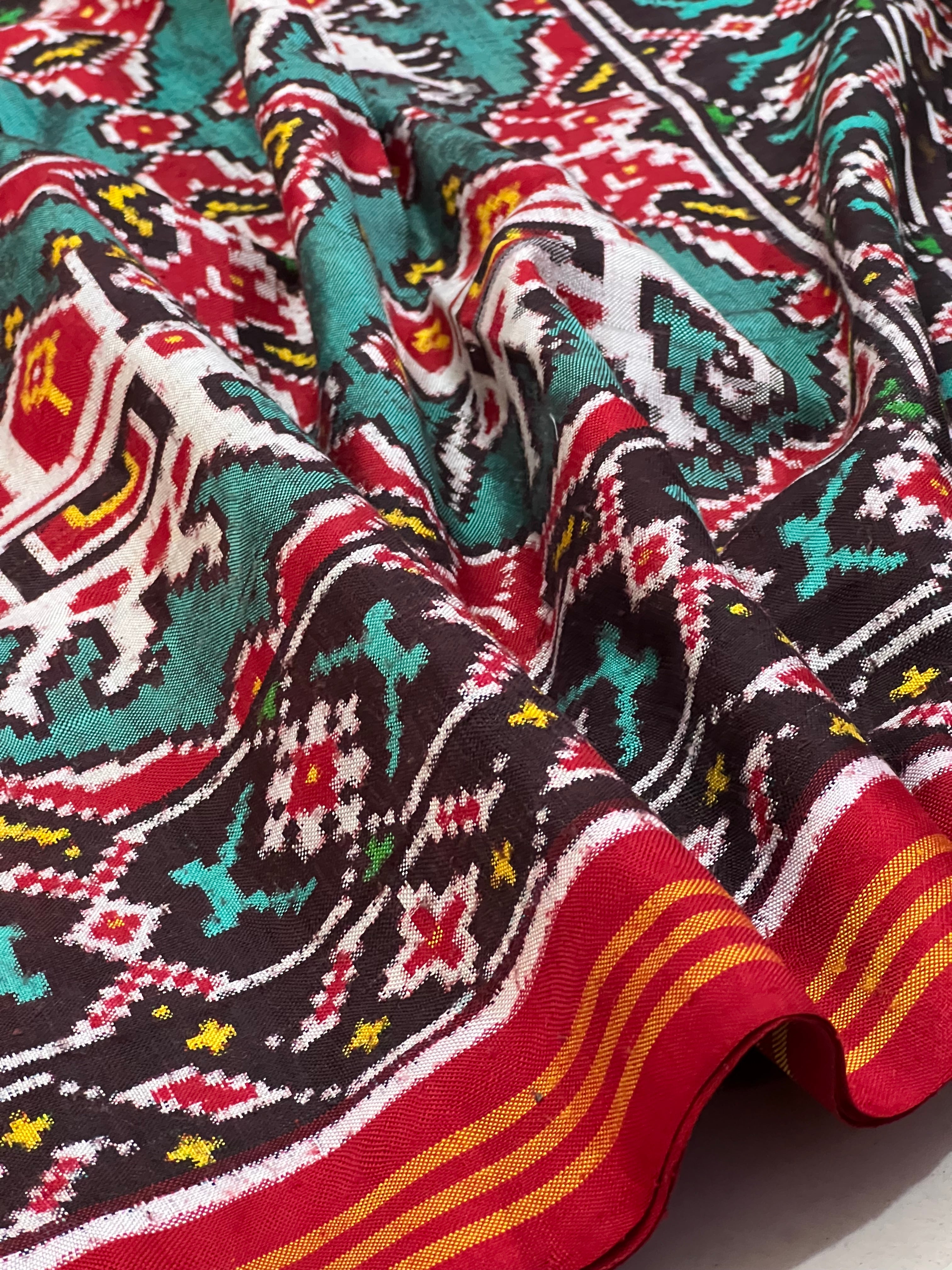 Big Elephant Design Handwoven Double Ikat Patola Silk Saree