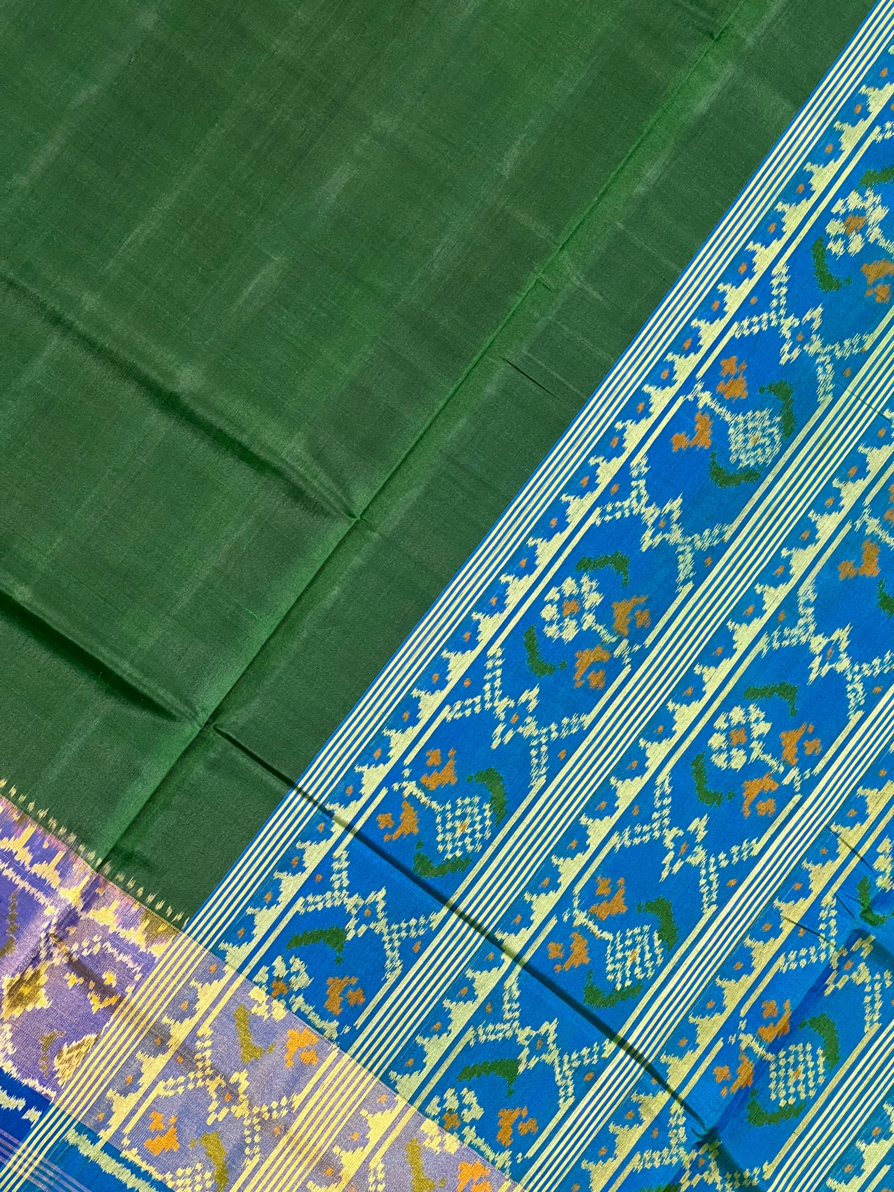 Plain Gala Border Handwoven Patola Silk Saree