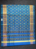 Blue Pan-Chanda Traditional Design Handwoven Patola Silk Saree