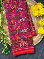 Laheriya With Motif Design Handwoven Patola Silk Saree