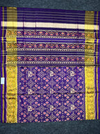 Dark Purple Fusion Design Handwoven Patola Silk Saree
