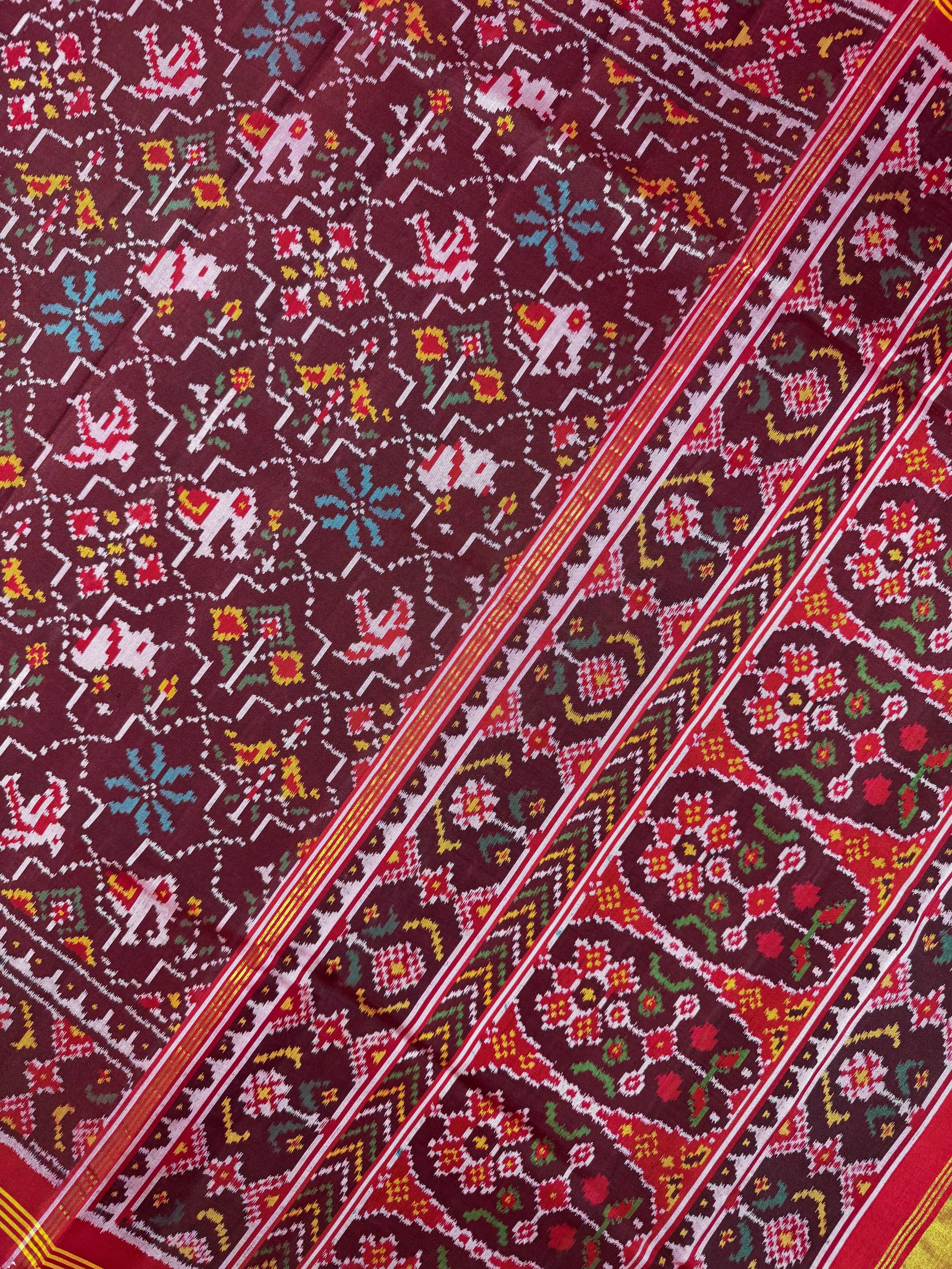 Half Motifs Design Handwoven Patola Silk Saree Secondary image