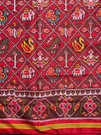 Red Narikunj Traditional Design Handwoven Patola Silk Saree