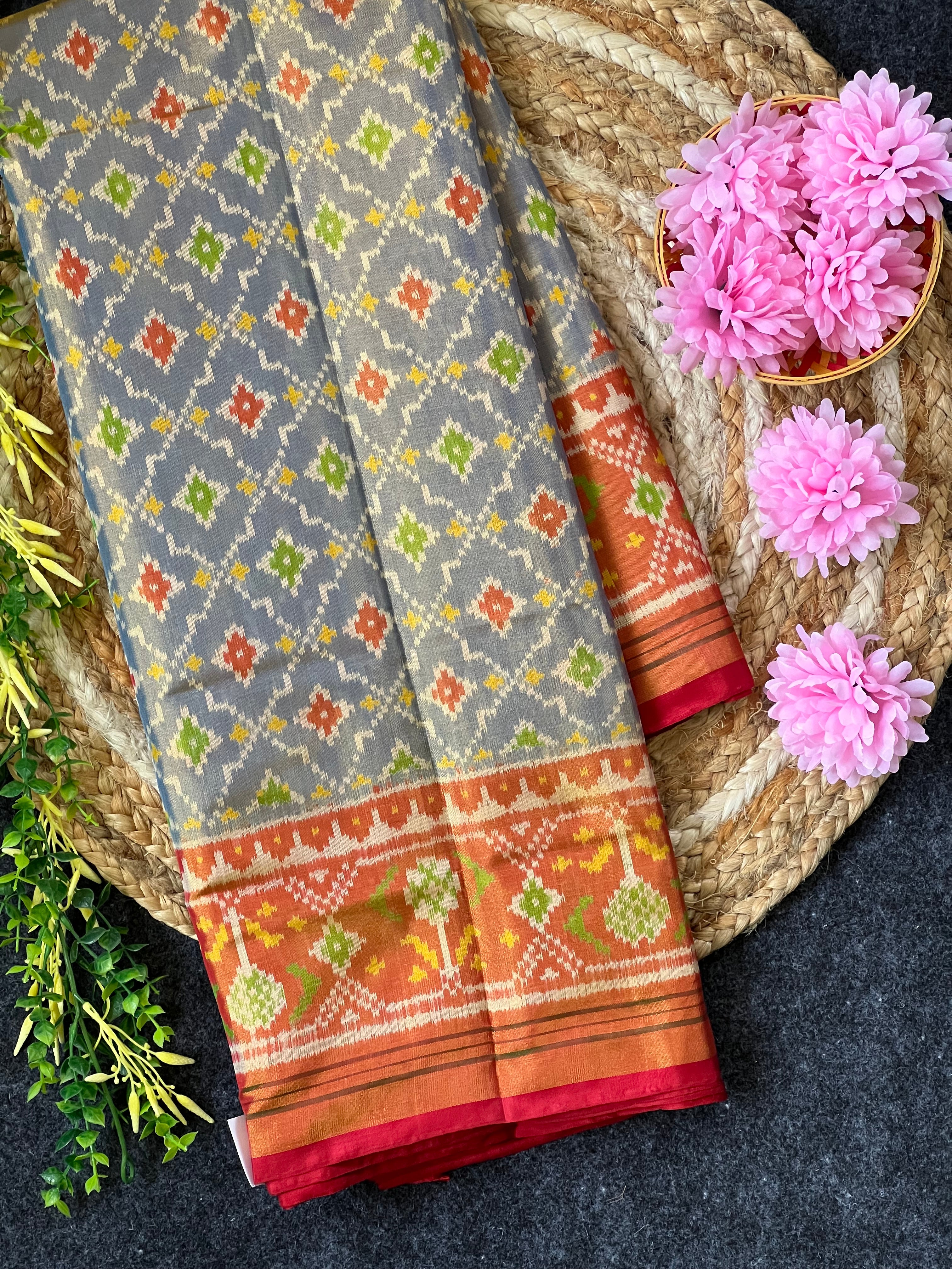 Fancy Design Pastel Purple Tissue Double Zari Patola Saree