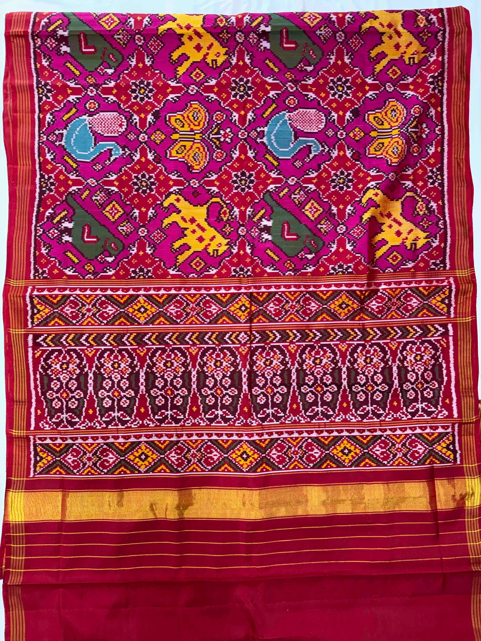 Pink Color Big Motif Design Handwoven Patola Silk Saree