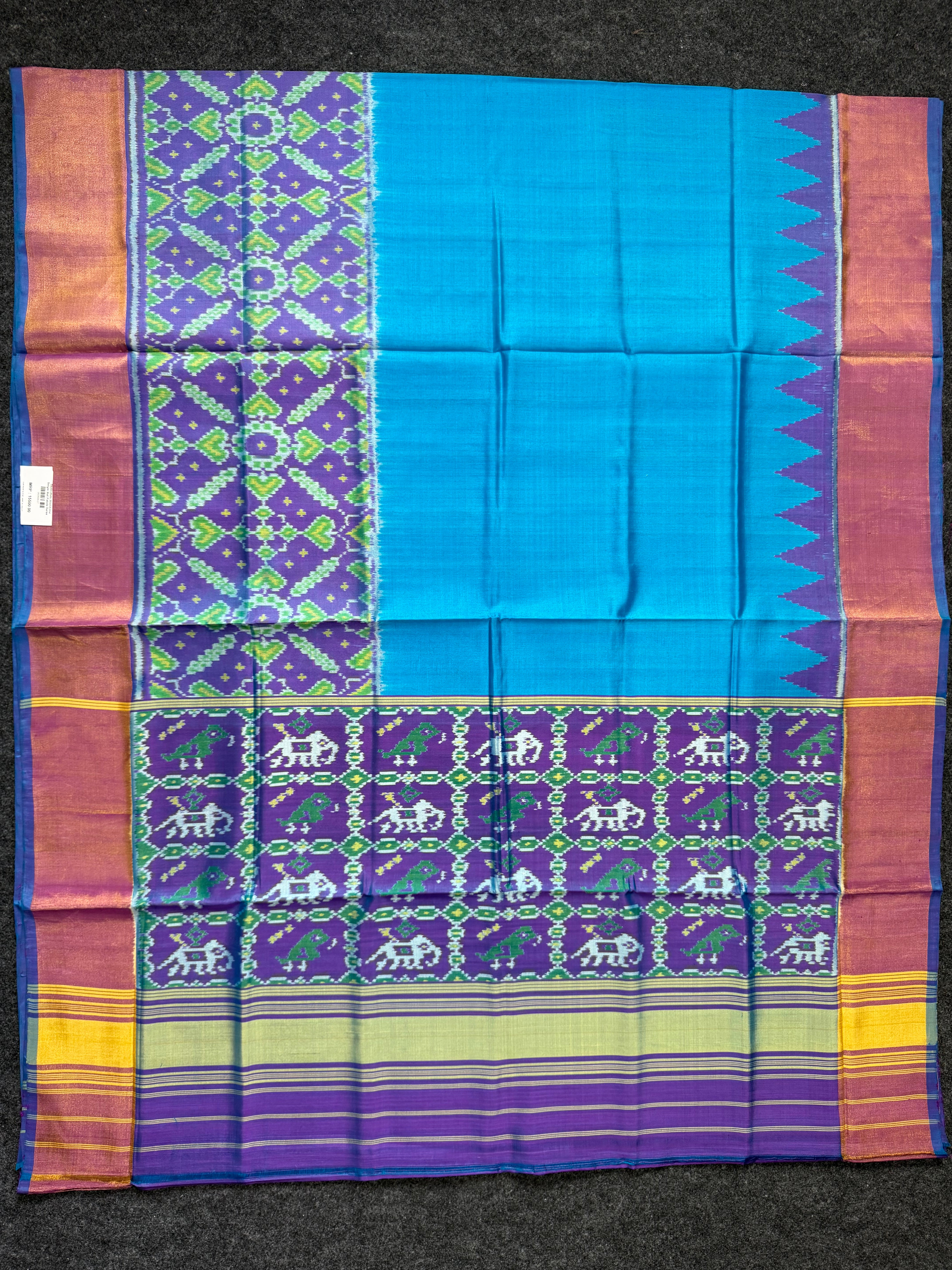 Skirt Border Design Handwoven Patola Silk Saree Secondary image