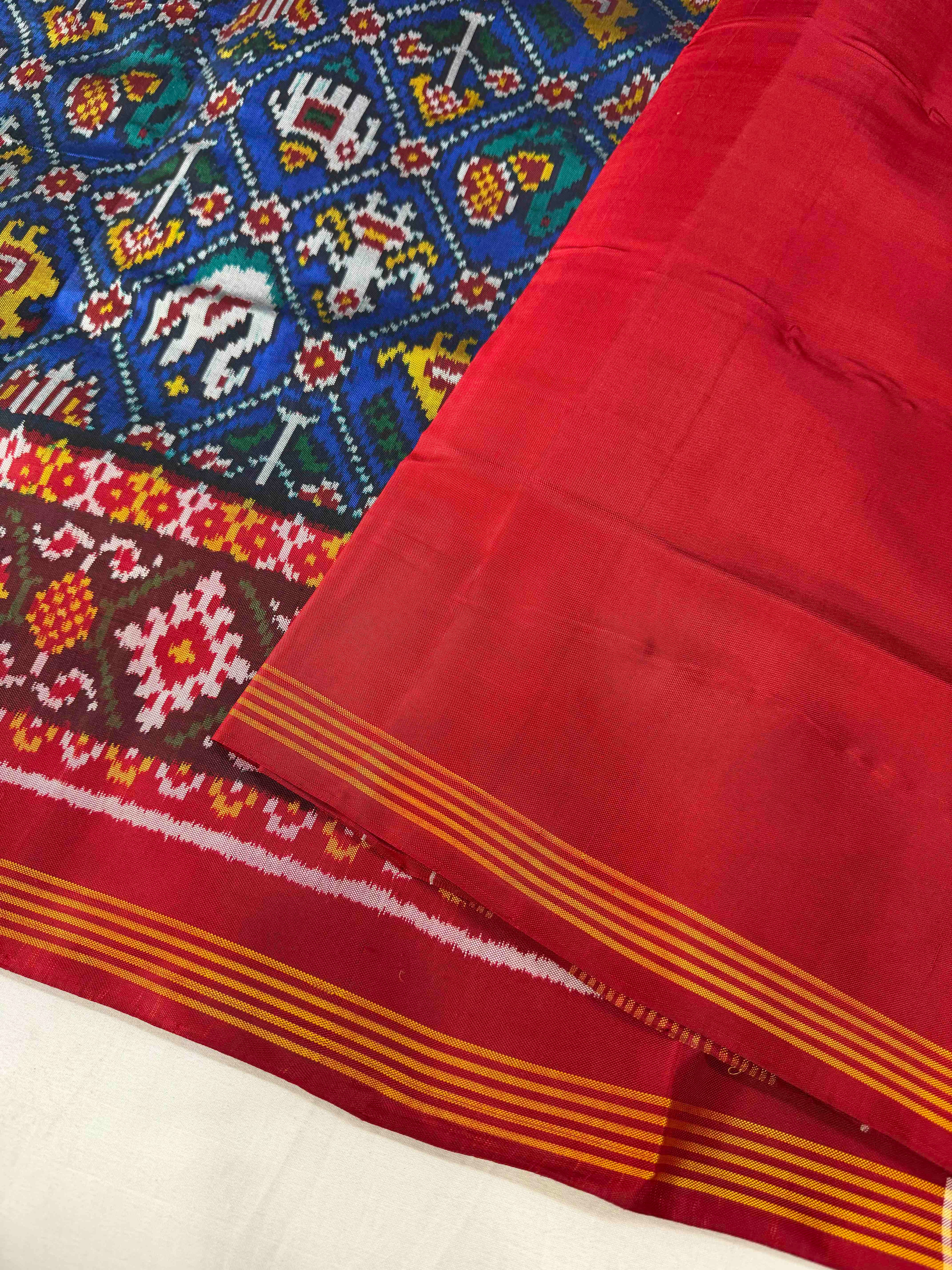 Blue Narikunj Design Handwoven Patola Silk Saree