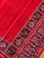 Plain Red With Designer Blouse Handwoven Patola Silk Saree