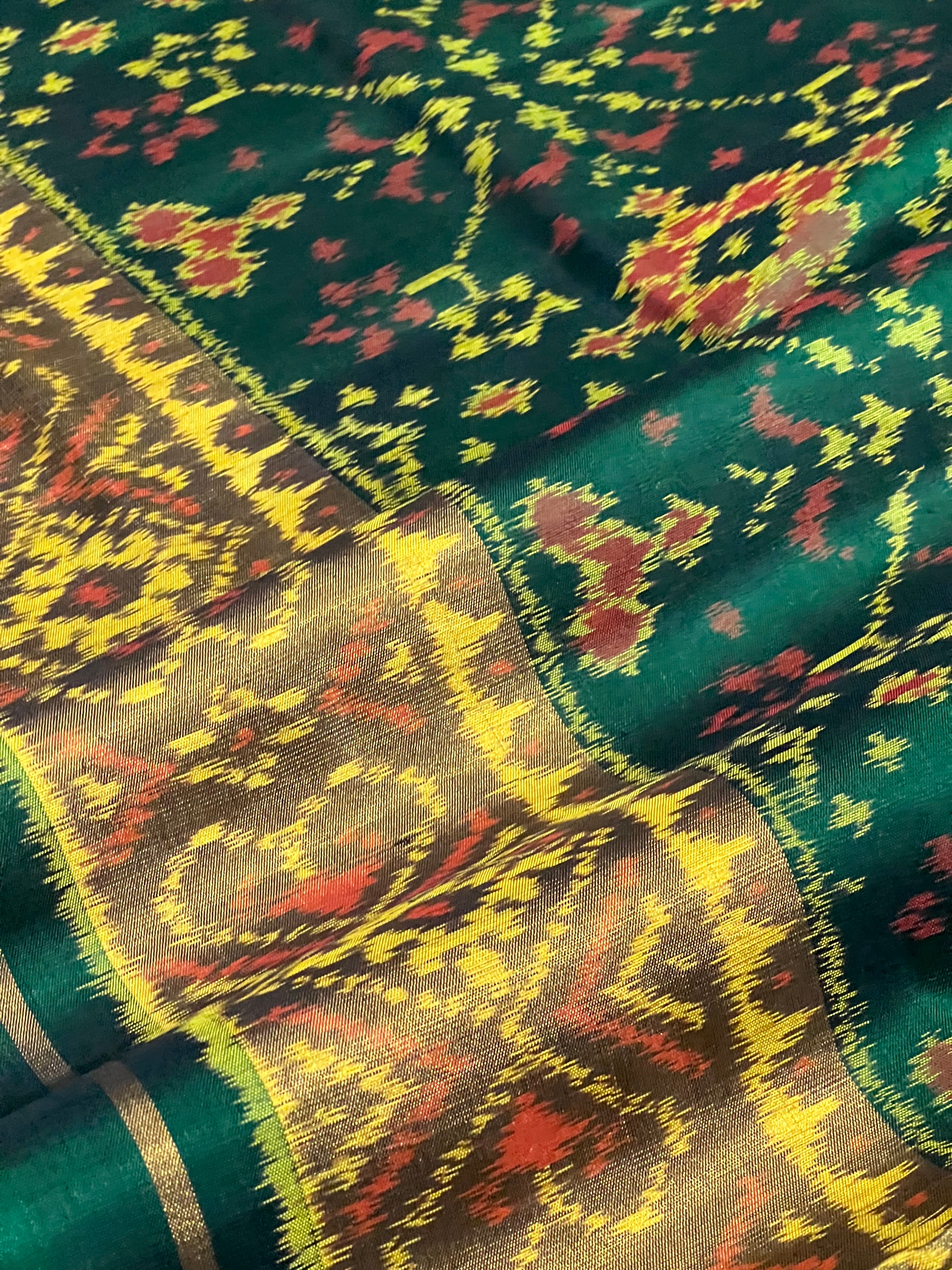 Navratna Traditional Design Handwoven Patola Silk Saree