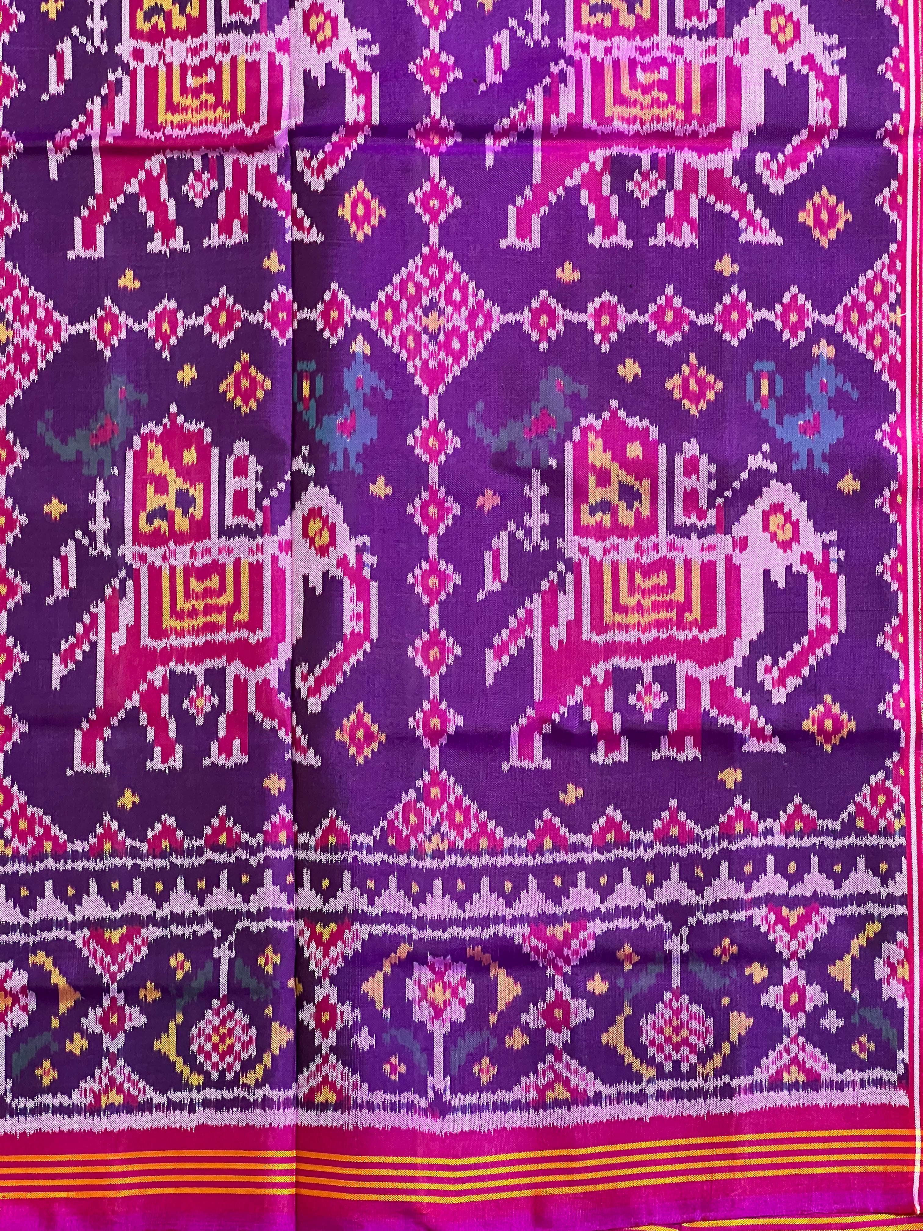 Elephant Motif Design Handwoven Patola Silk Saree