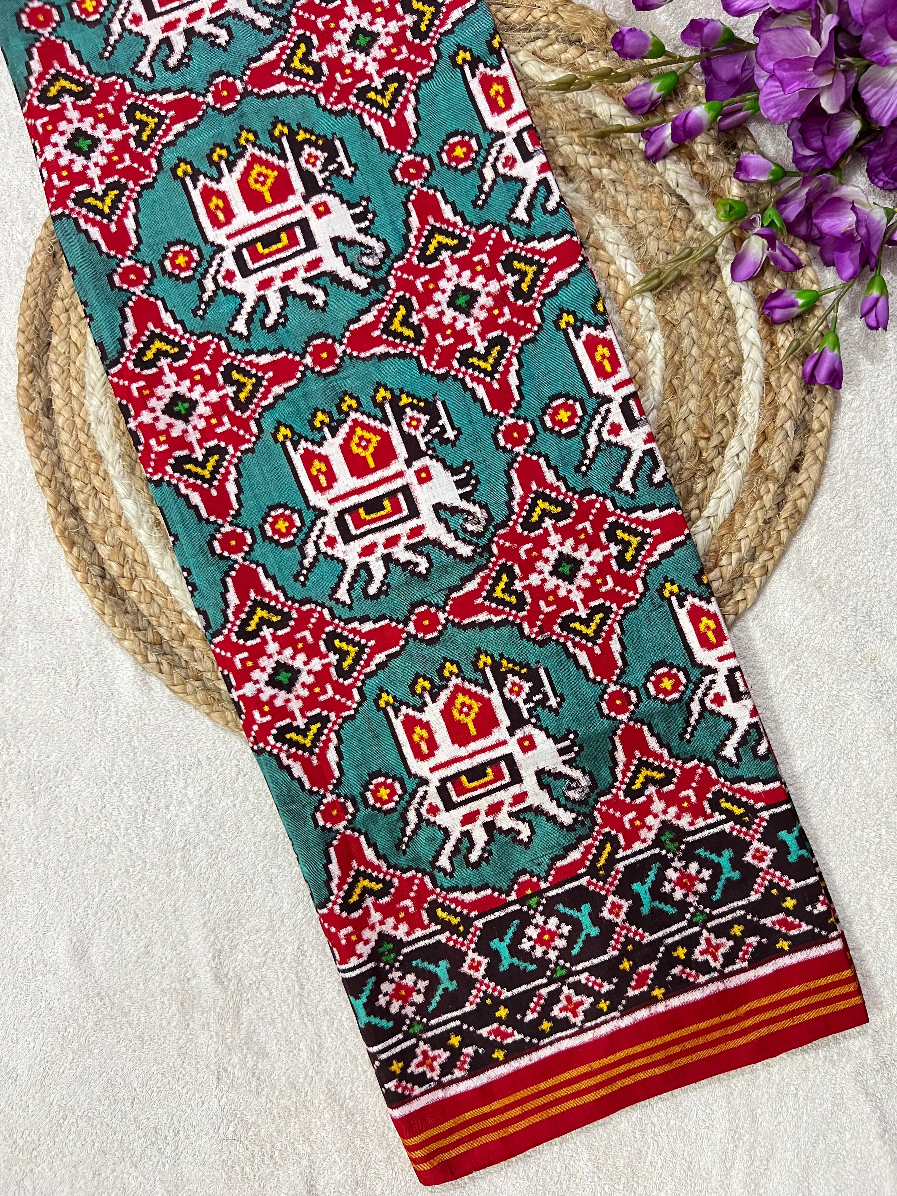 Big Elephant Design Handwoven Double Ikat Patola Silk Saree