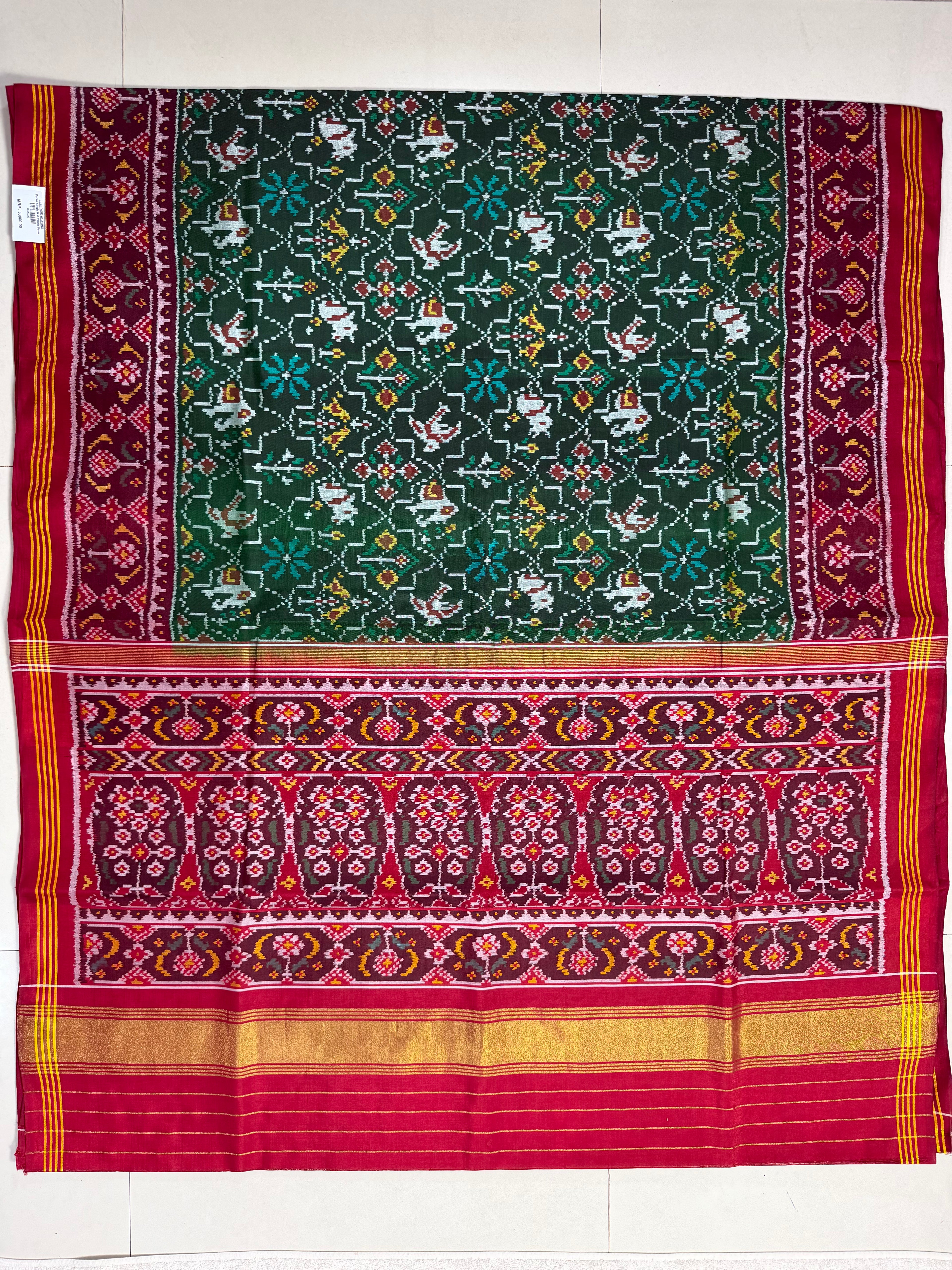 Half Motifs Design Handwoven Patola Silk Saree